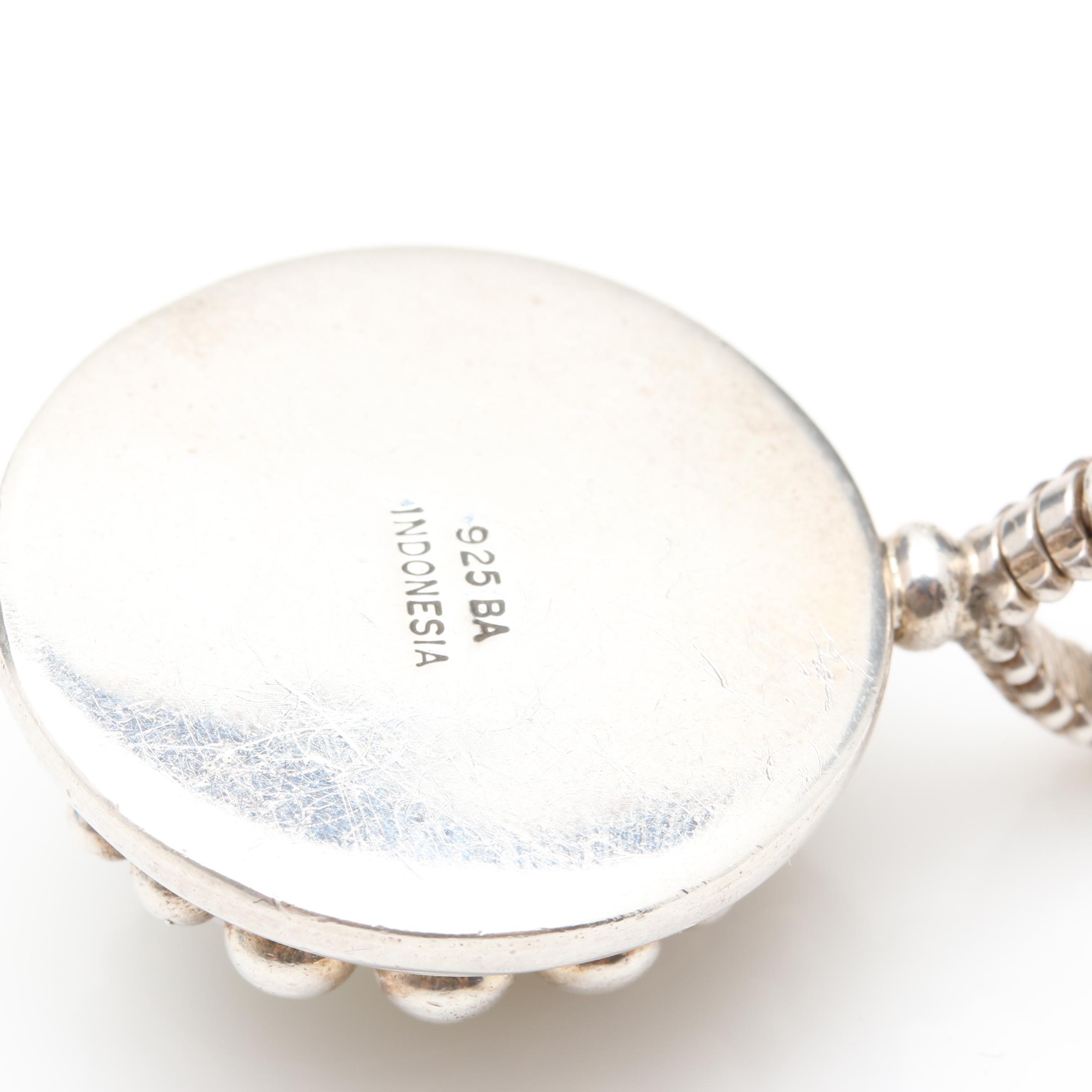 Sterling Silver Pendant Selection Including Murano Glass Star of David Pendant