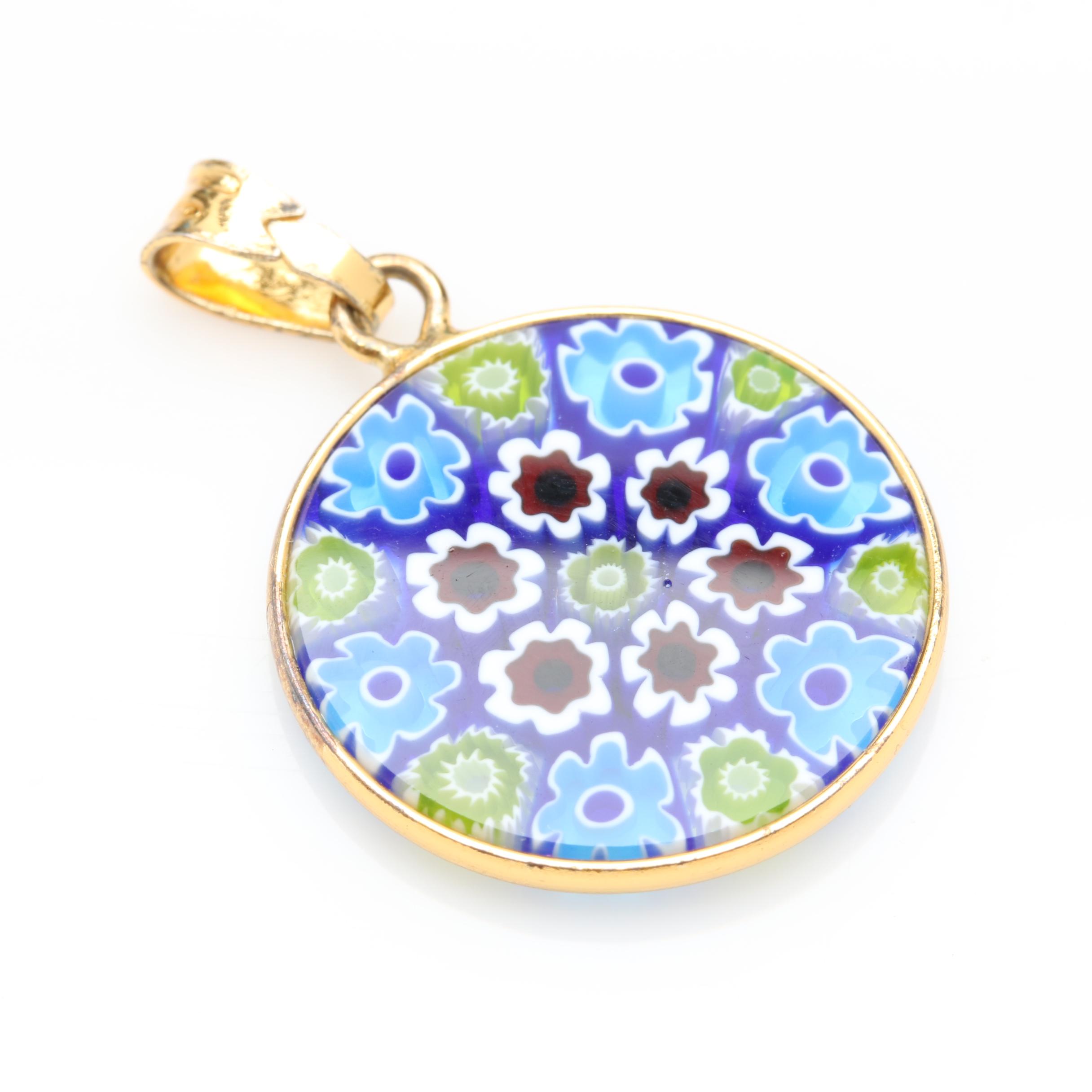 Sterling Silver Pendant Selection Including Murano Glass Star of David Pendant