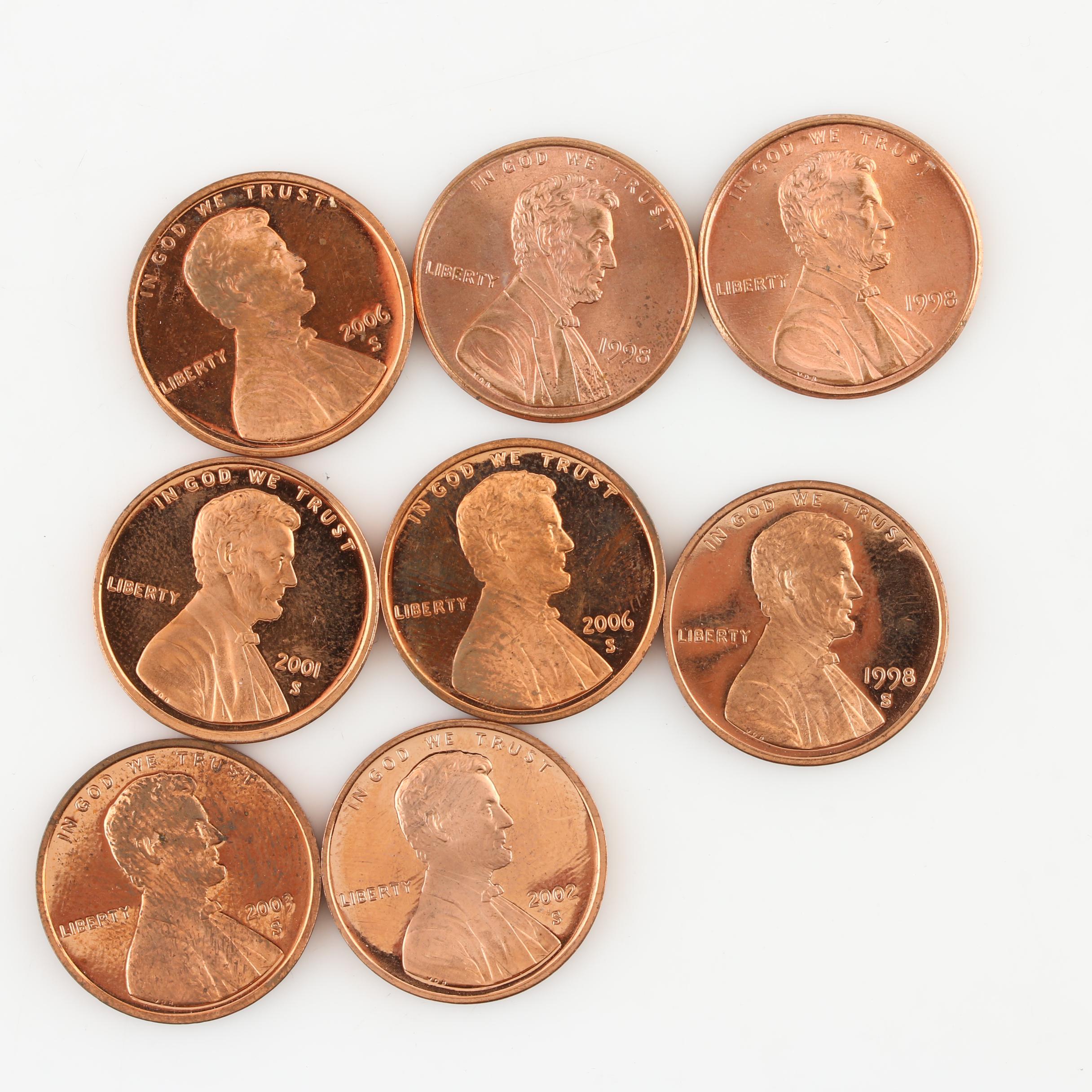 Group of Modern Lincoln Cents and Roosevelt Dimes