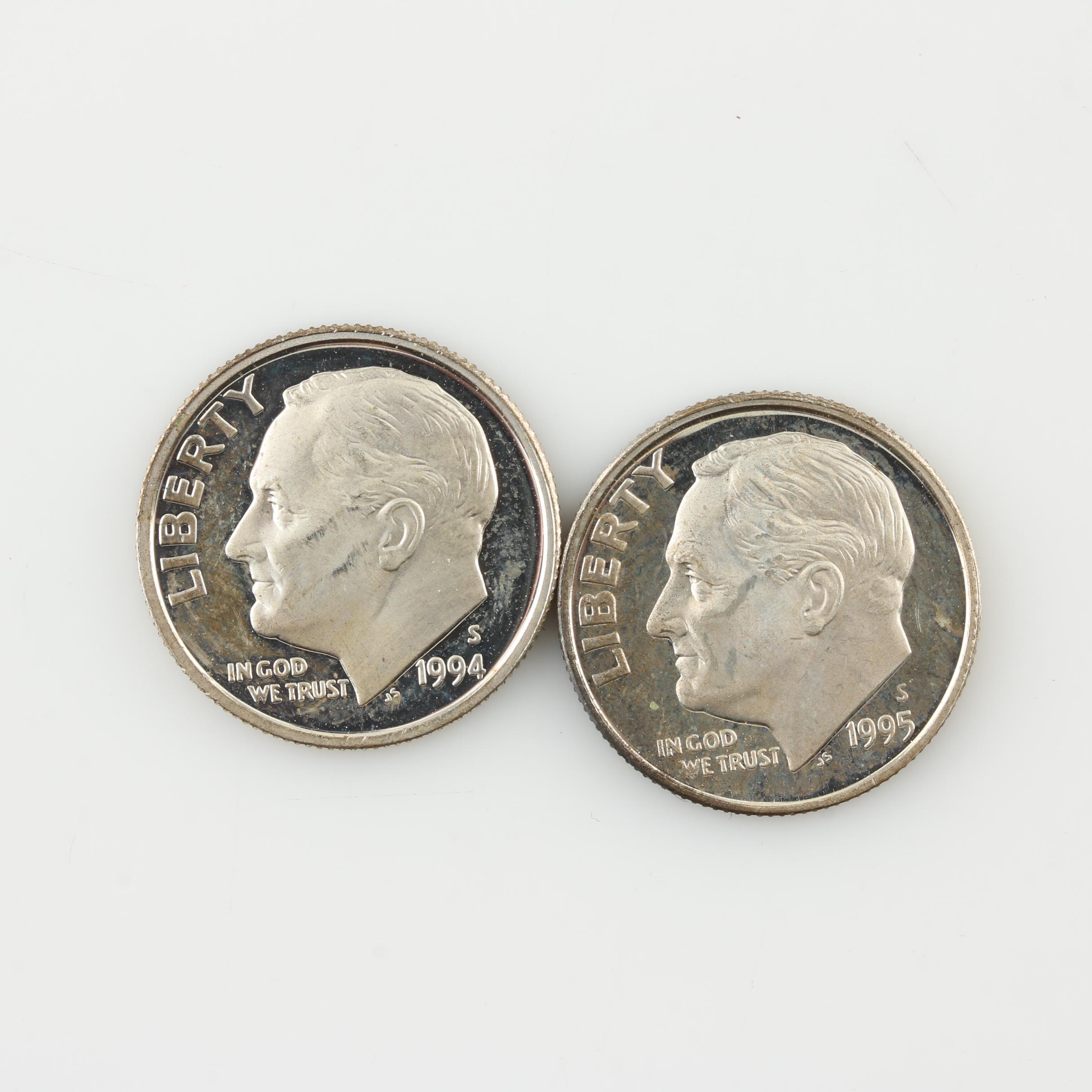 Group of Modern Lincoln Cents and Roosevelt Dimes