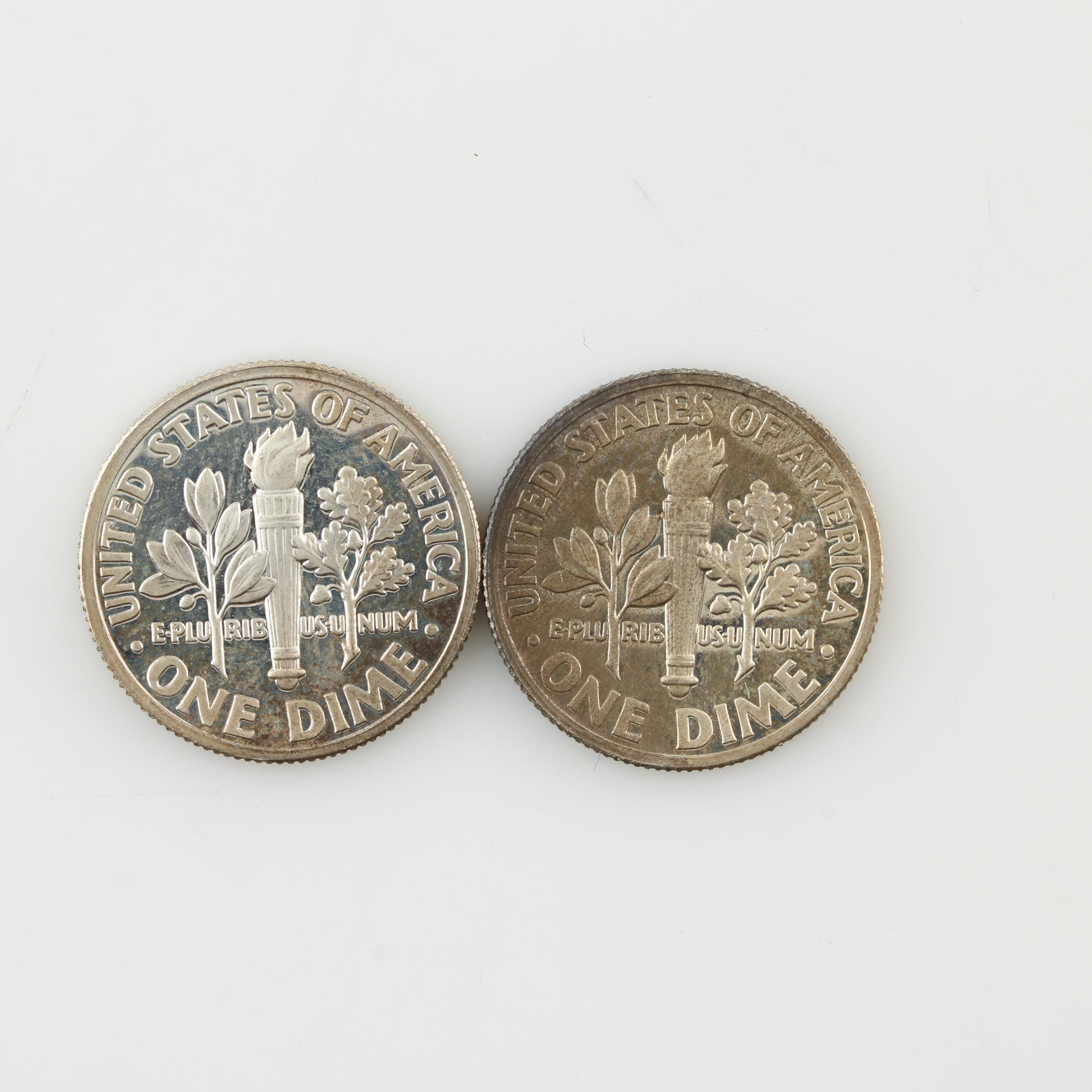 Group of Modern Lincoln Cents and Roosevelt Dimes