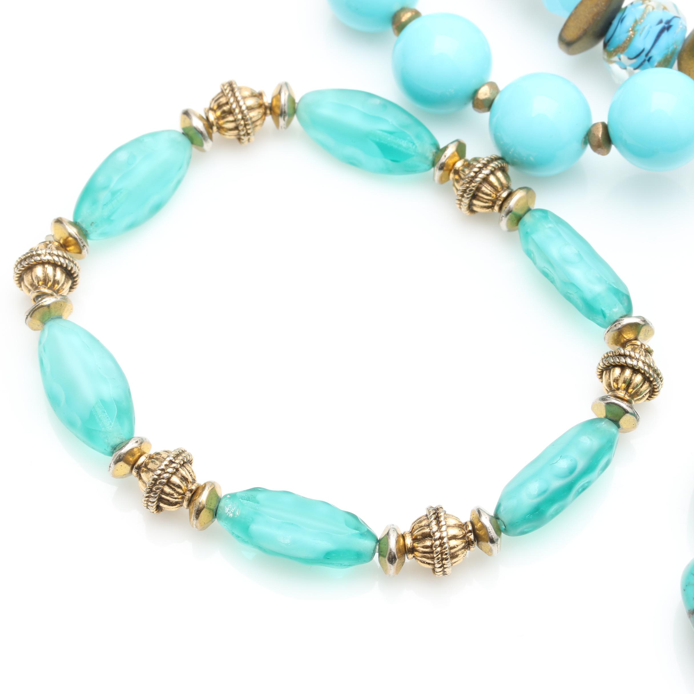 Turquoise, Howlite and Glass Jewelry Selection Including Sterling Silver