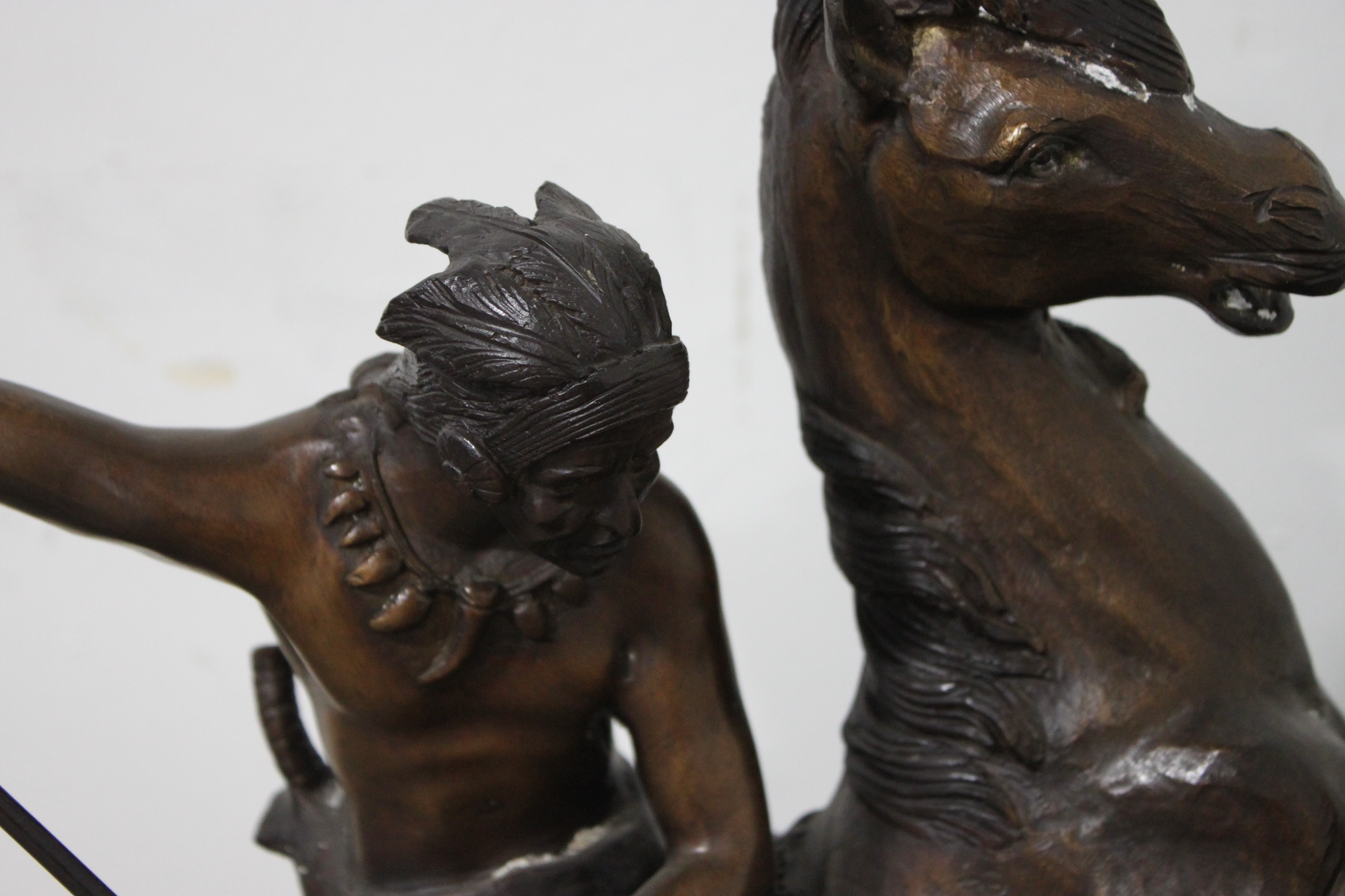 Bronze Sculpture After Theodore Baur "Buffalo Hunt"