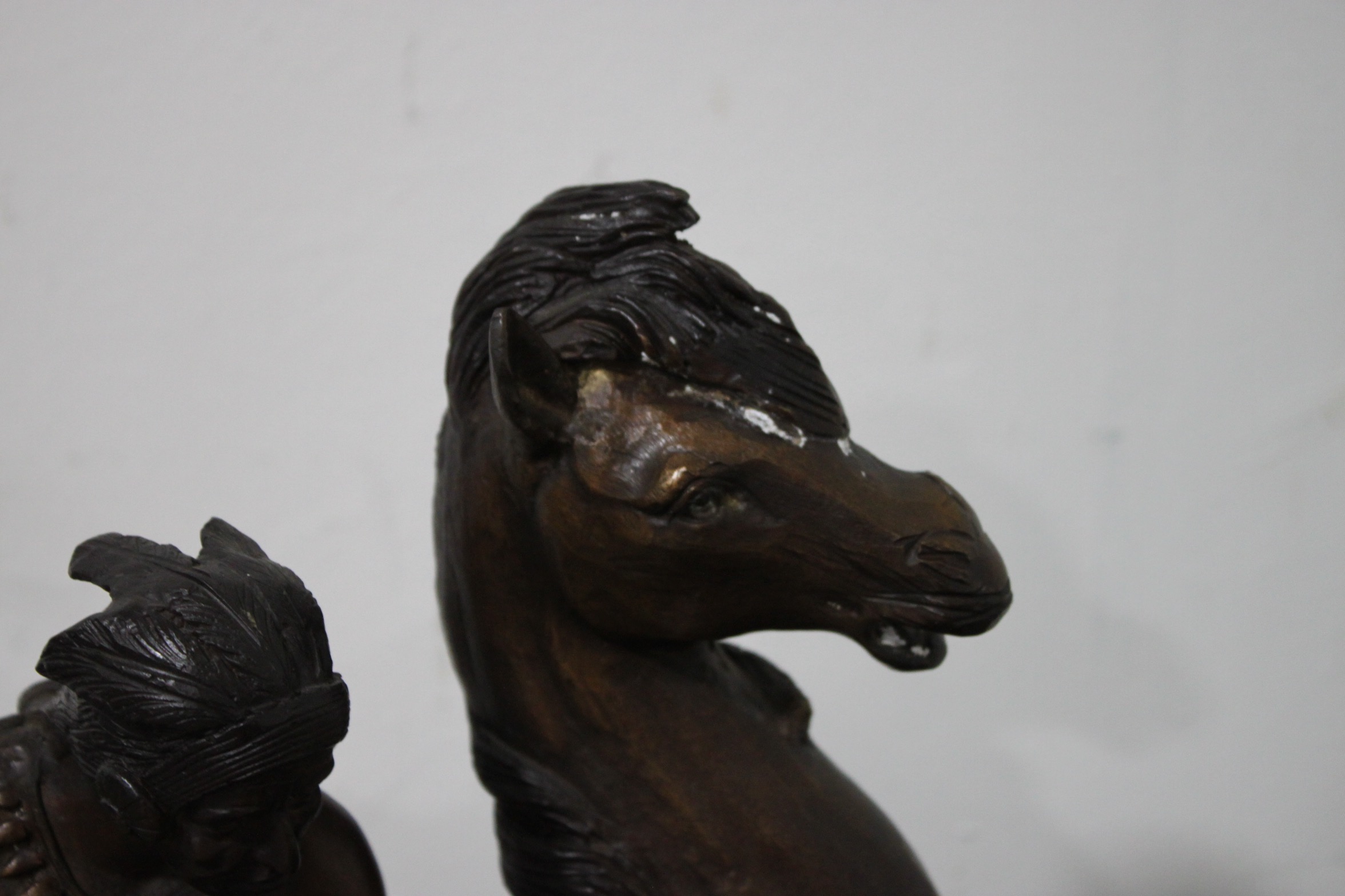 Bronze Sculpture After Theodore Baur "Buffalo Hunt"