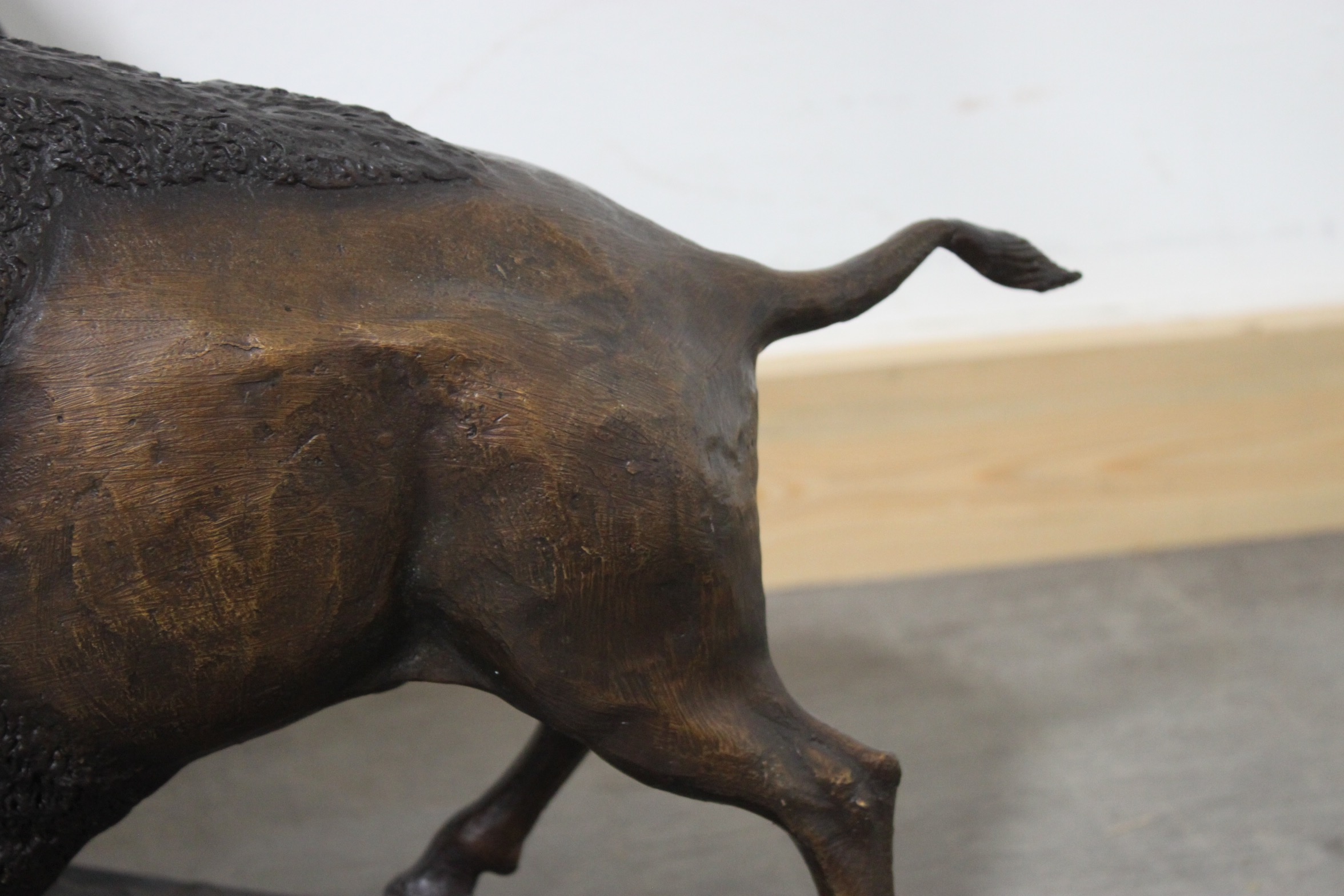 Bronze Sculpture After Theodore Baur "Buffalo Hunt"
