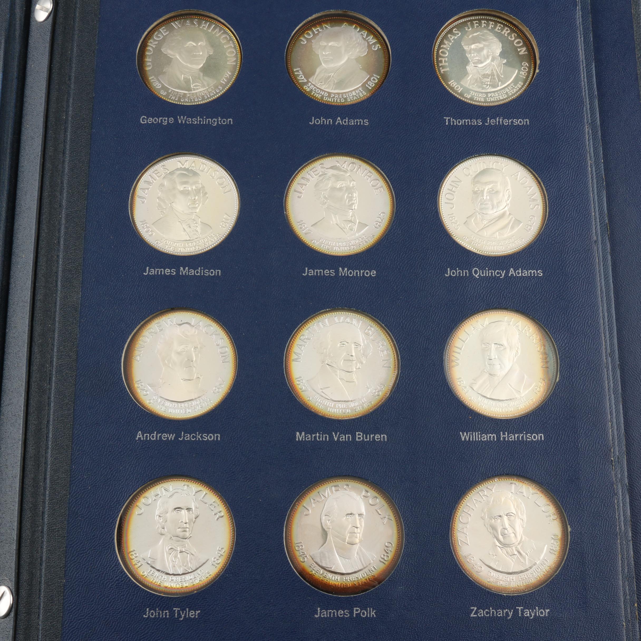 Franklin Mint "Treasury of Presidential Commemorative Medals" Silver Set