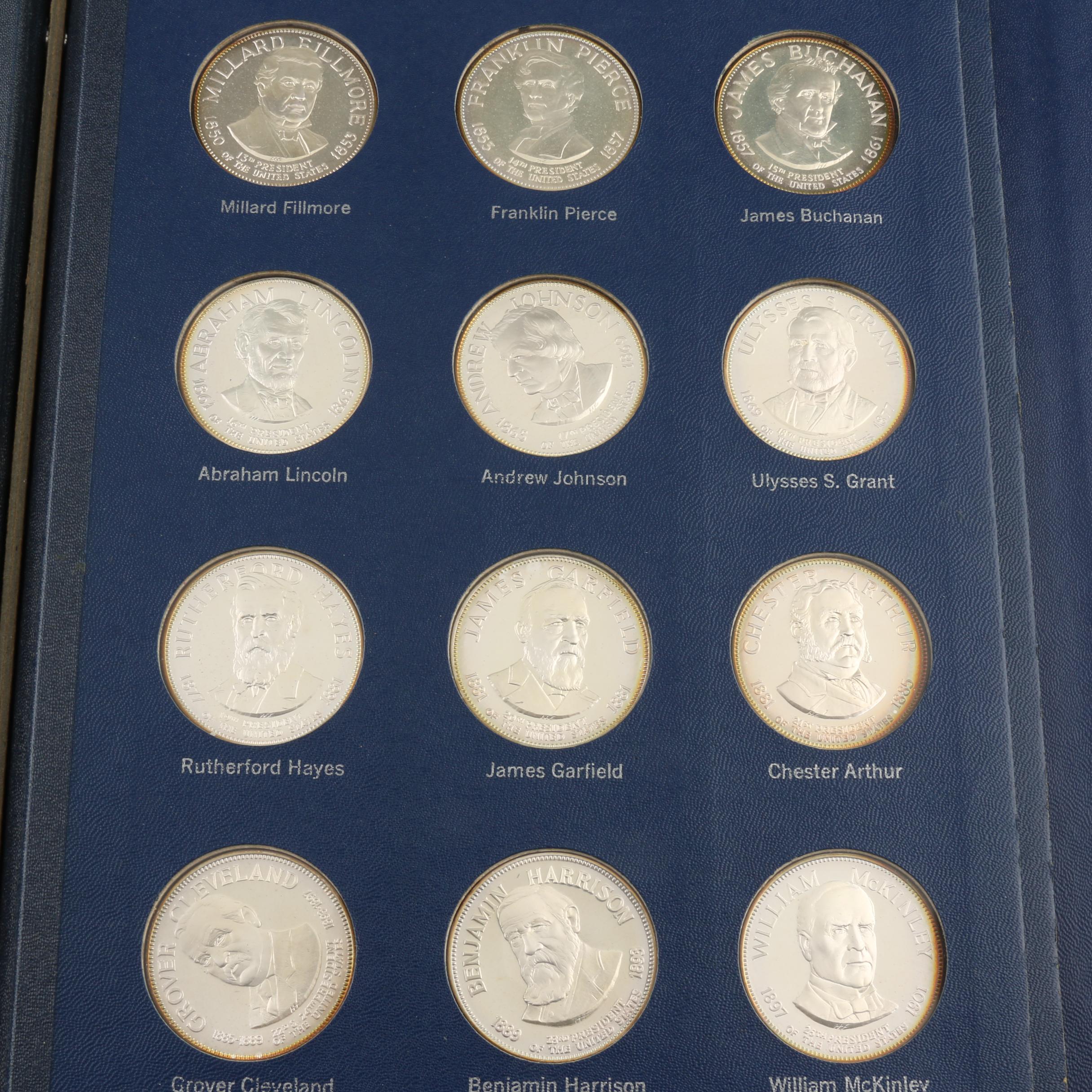 Franklin Mint "Treasury of Presidential Commemorative Medals" Silver Set