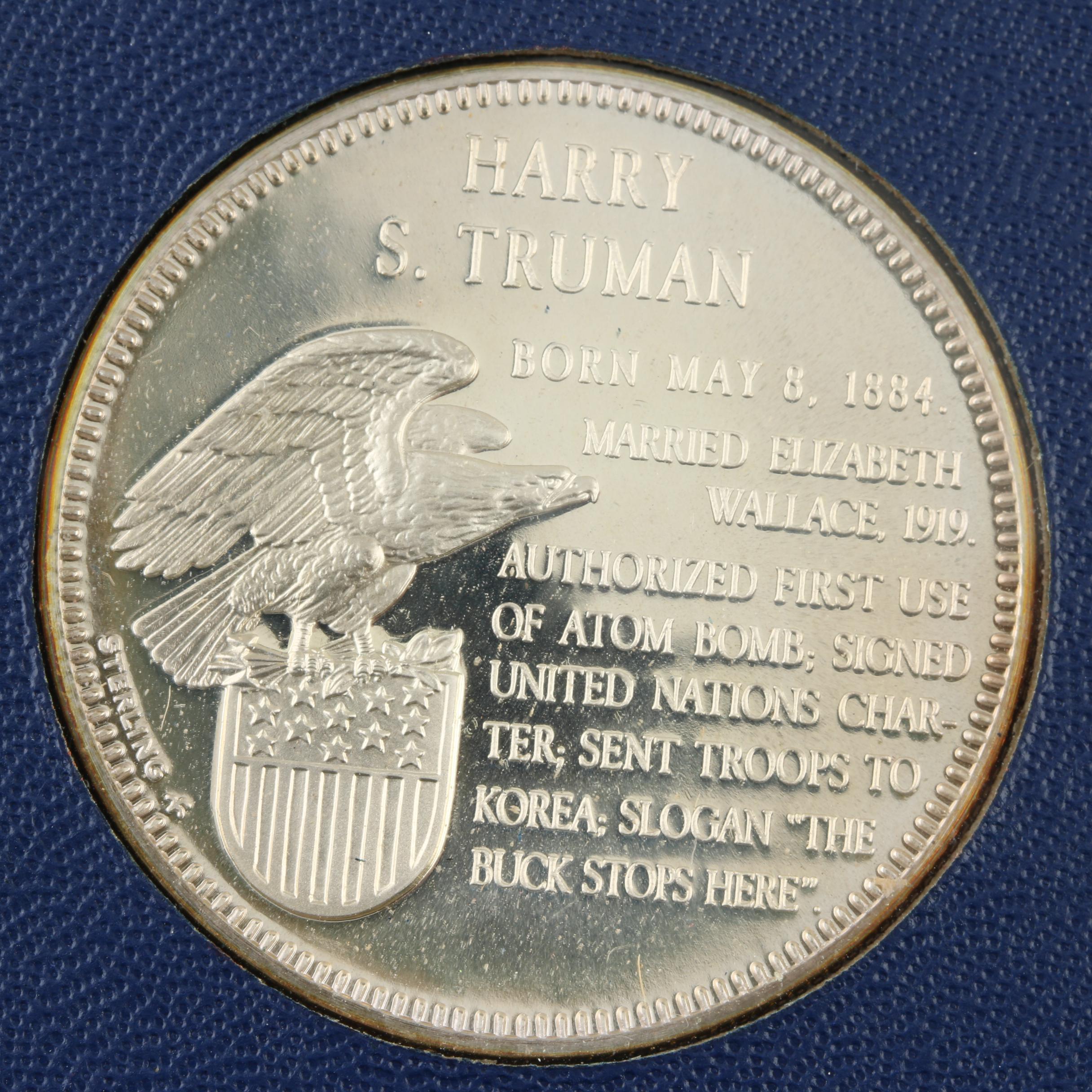 Franklin Mint "Treasury of Presidential Commemorative Medals" Silver Set