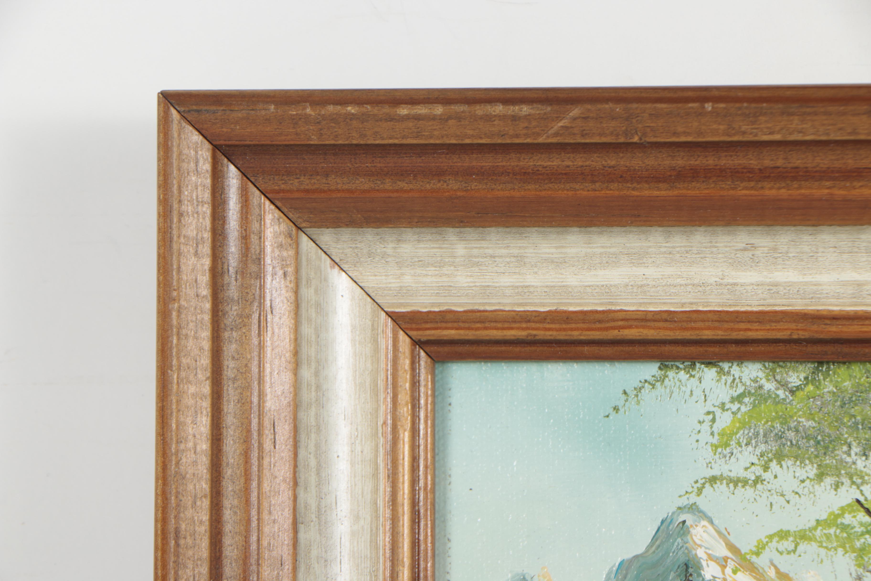 Renes Late 20th Century Oil Painting of Mountain Landscape