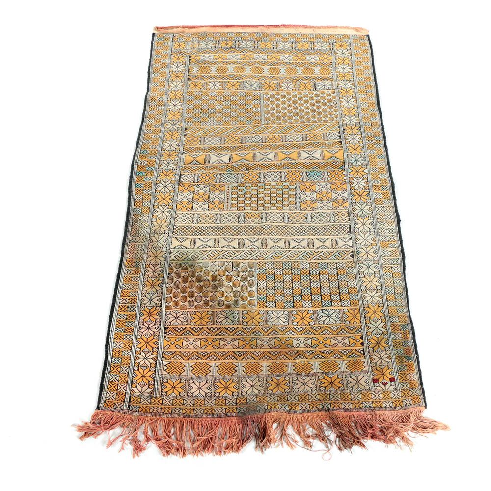 Vintage Handwoven and Embroidered Moroccan Area Rug