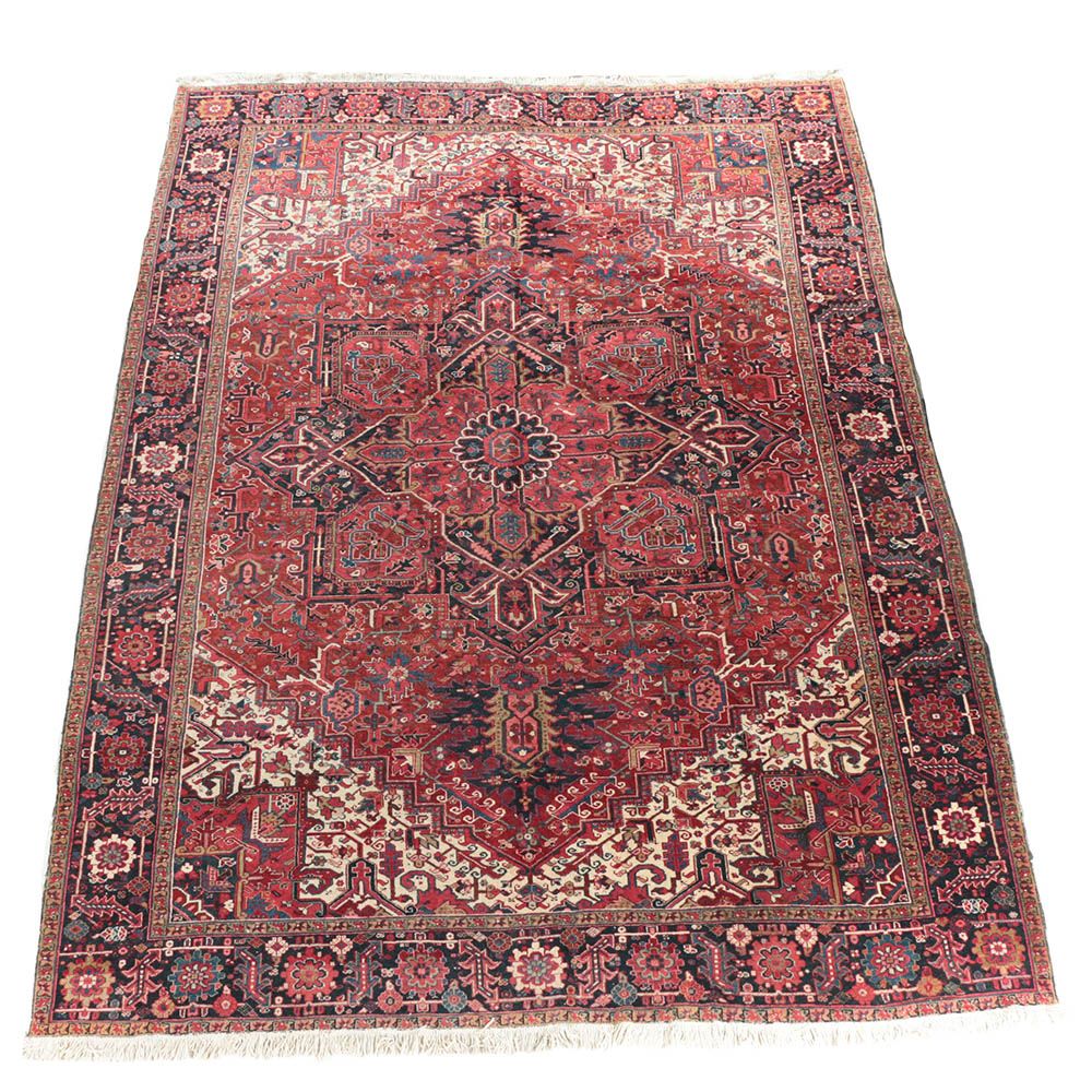 Hand-Knotted Persian Heriz Serapi Wool Room Sized Rug