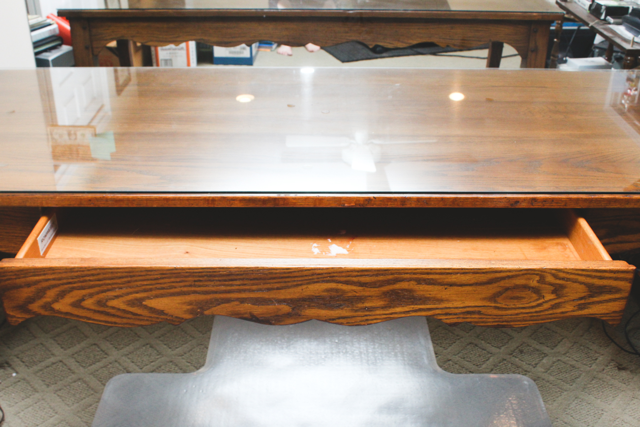 Substantial Romweber Viking Oak Wood Writing Desk