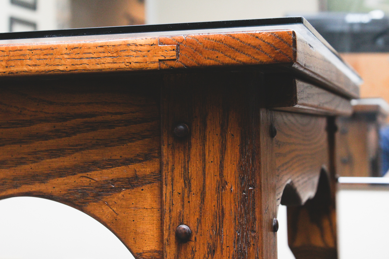 Substantial Romweber Viking Oak Wood Writing Desk