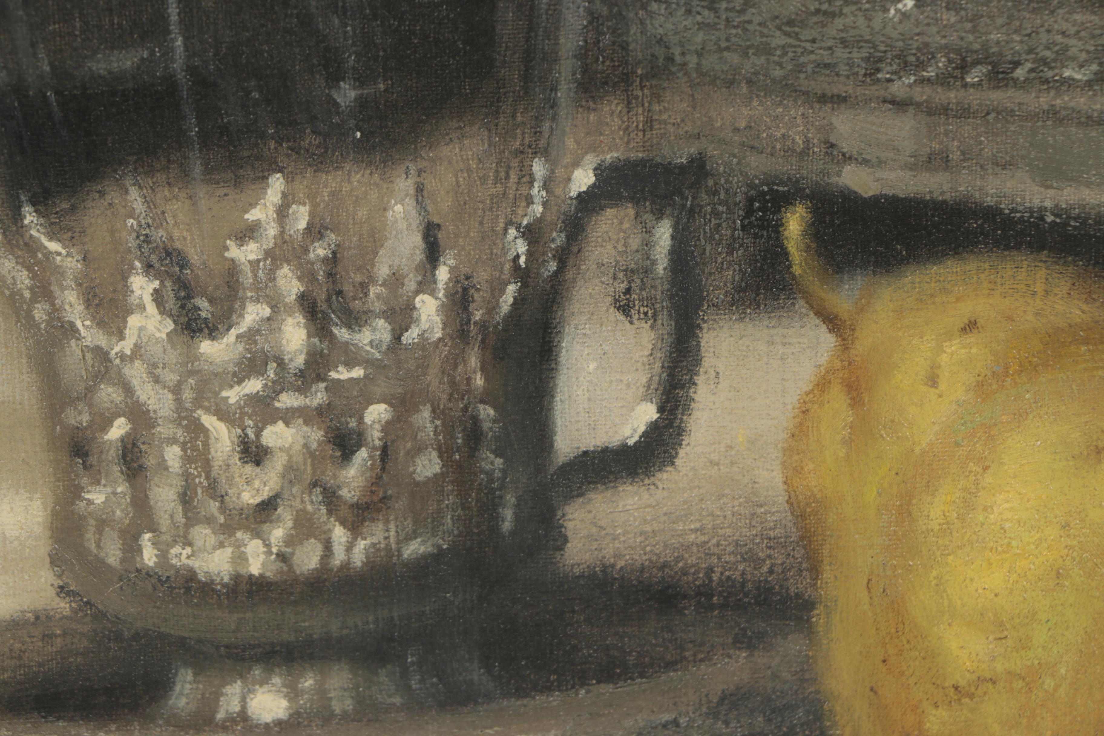 John Friedlinger Mid-Century Oil Painting of Still Life with Fruit