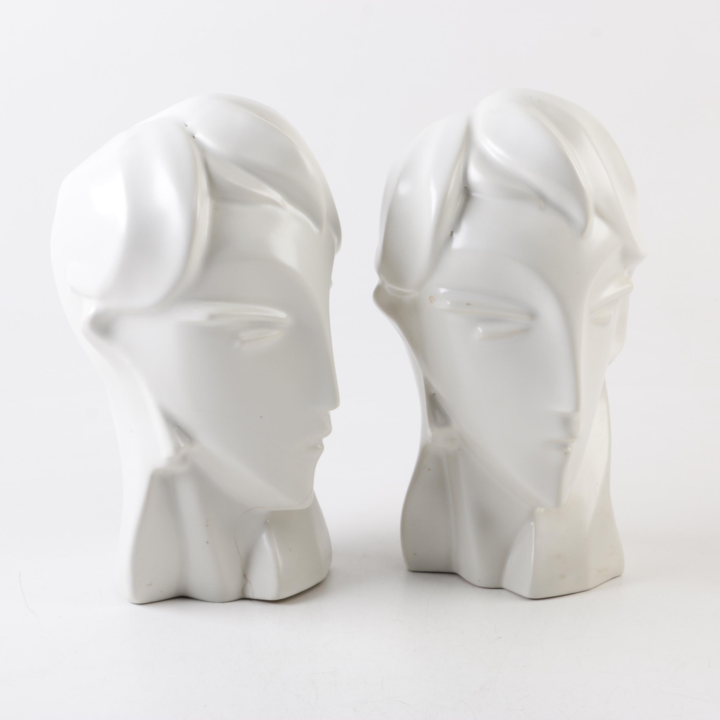 Modernist White Ceramic Heads
