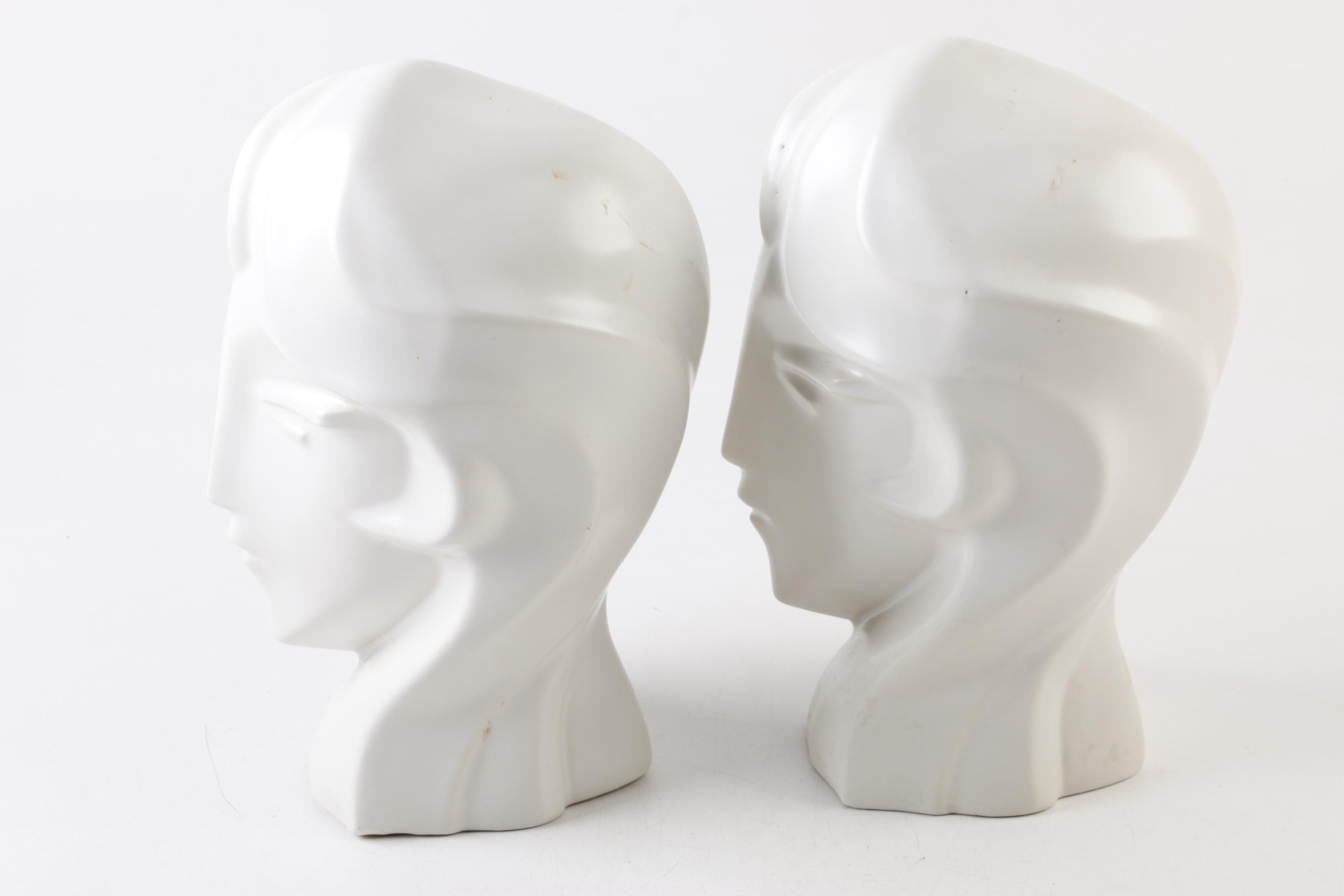 Modernist White Ceramic Heads