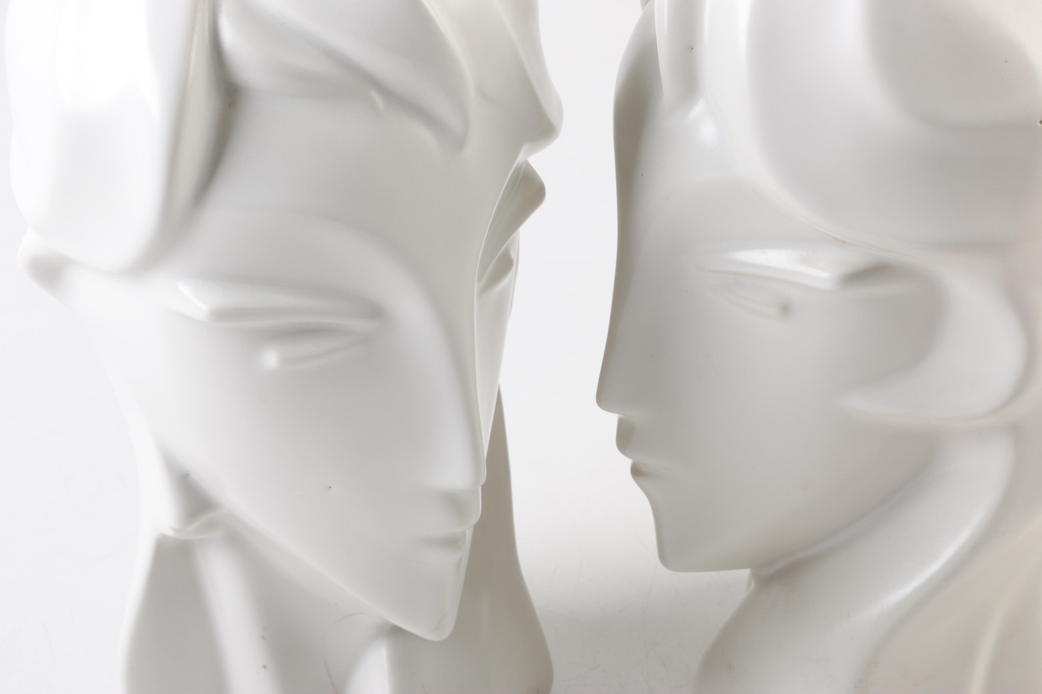 Modernist White Ceramic Heads