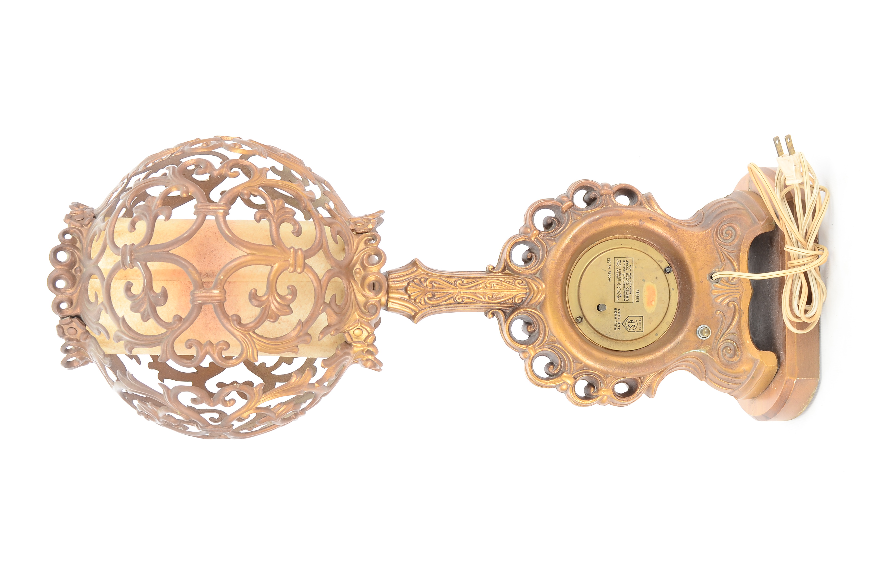 Vintage Art Deco-Inspired Lamp and Clock by United Clock Corp.