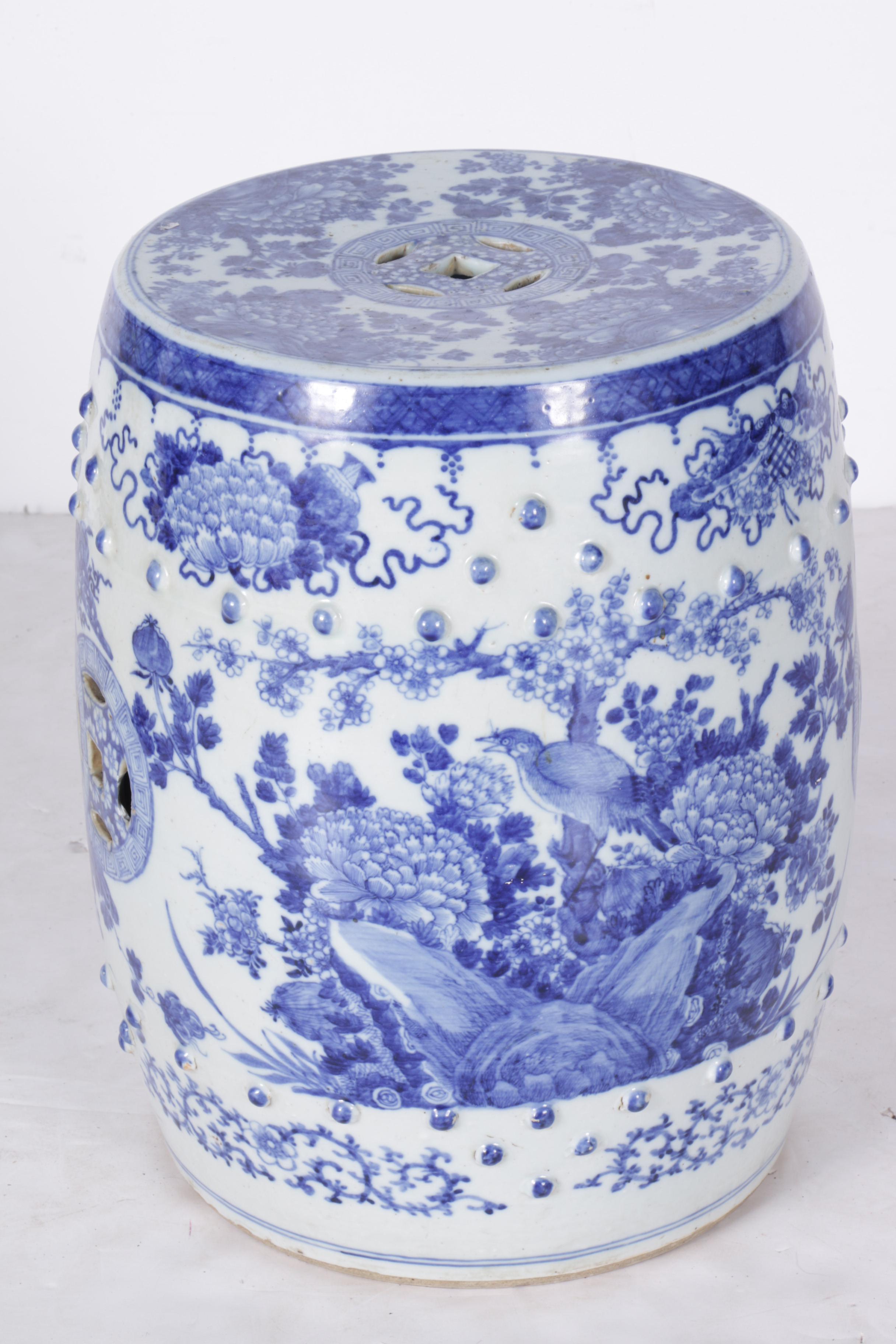 Chinese Blue and White Ceramic Garden Stool