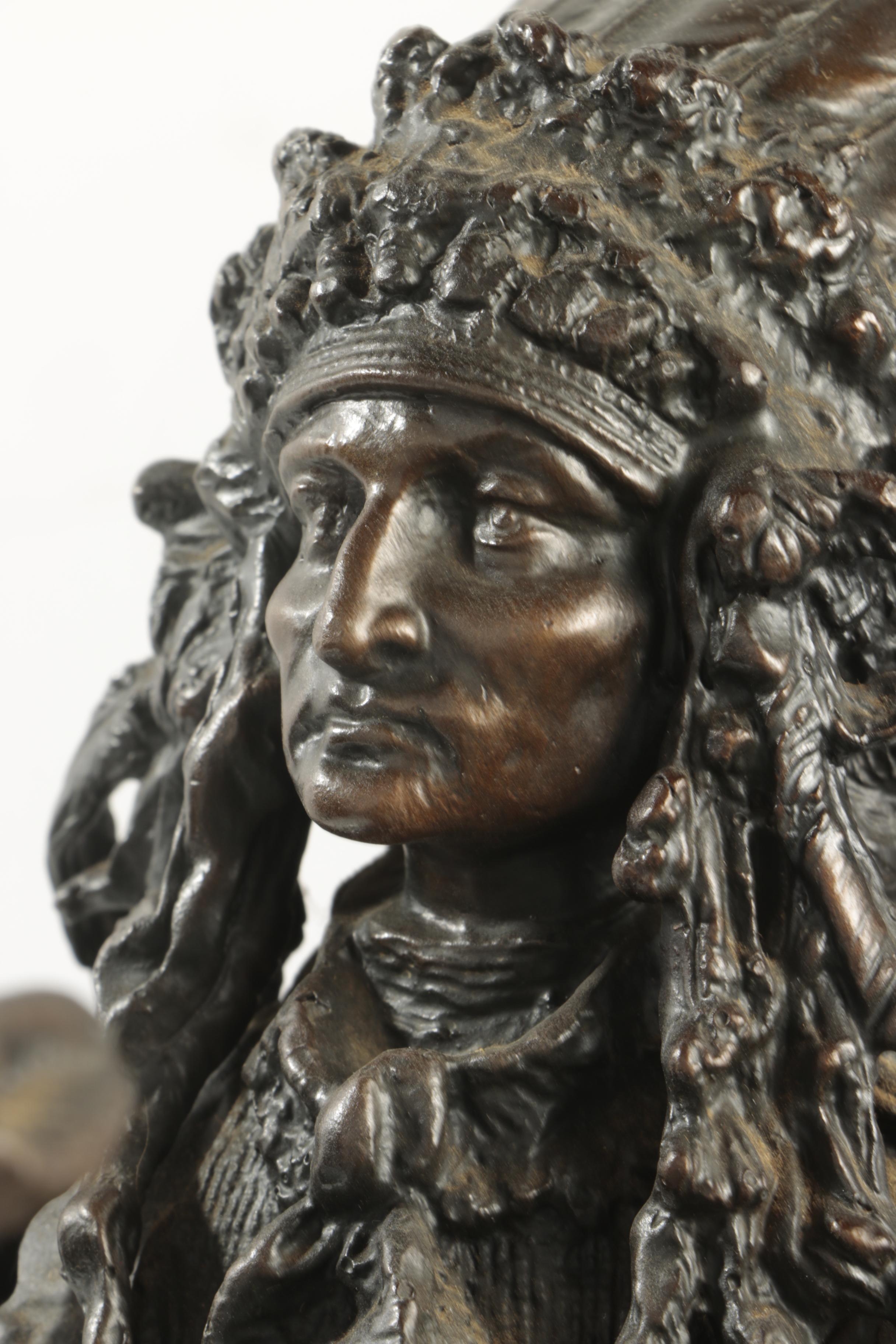 Bronze Sculpture After Carl Kauba "Indian Chief on Horseback"