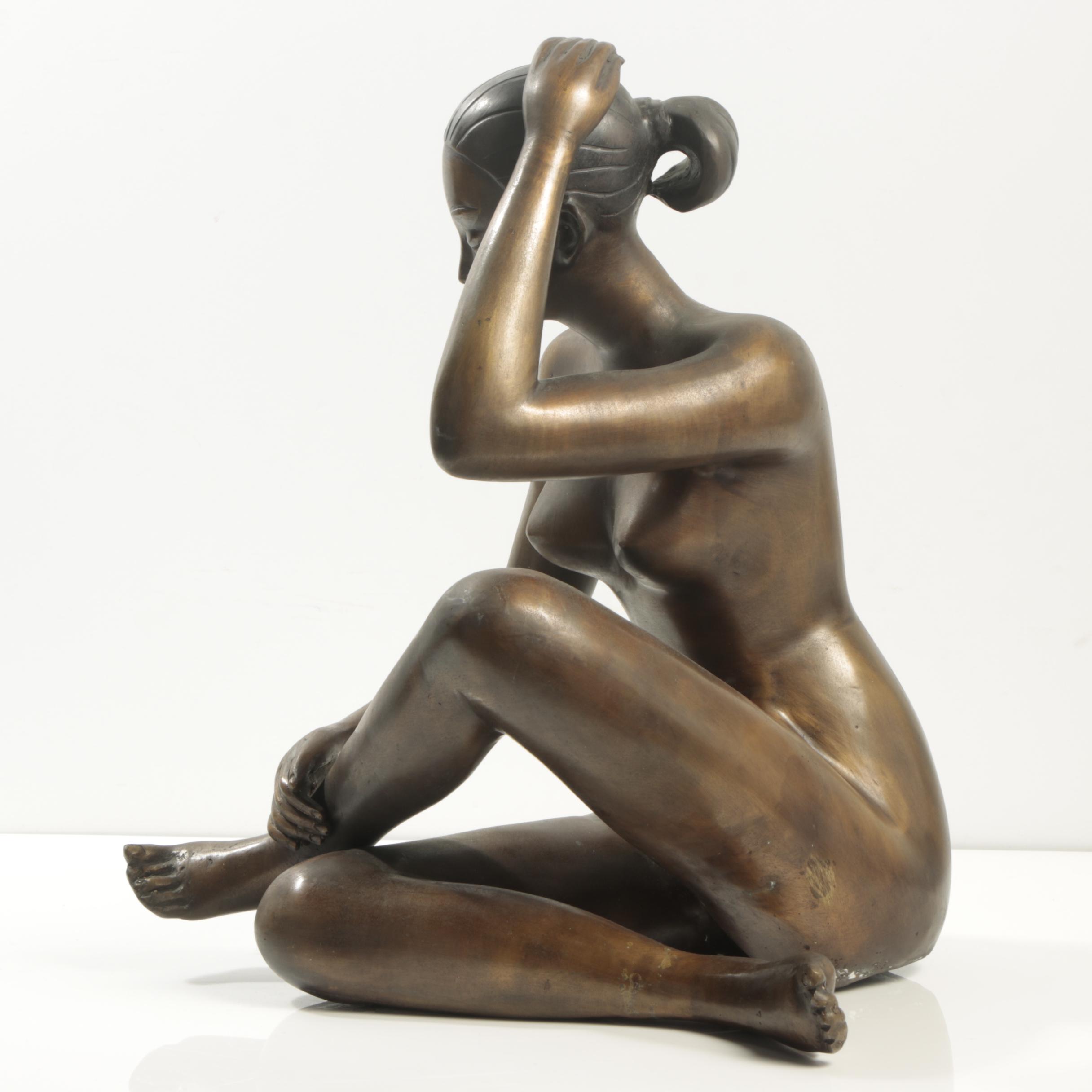 Bronze Tone Sculpture of Female Nude