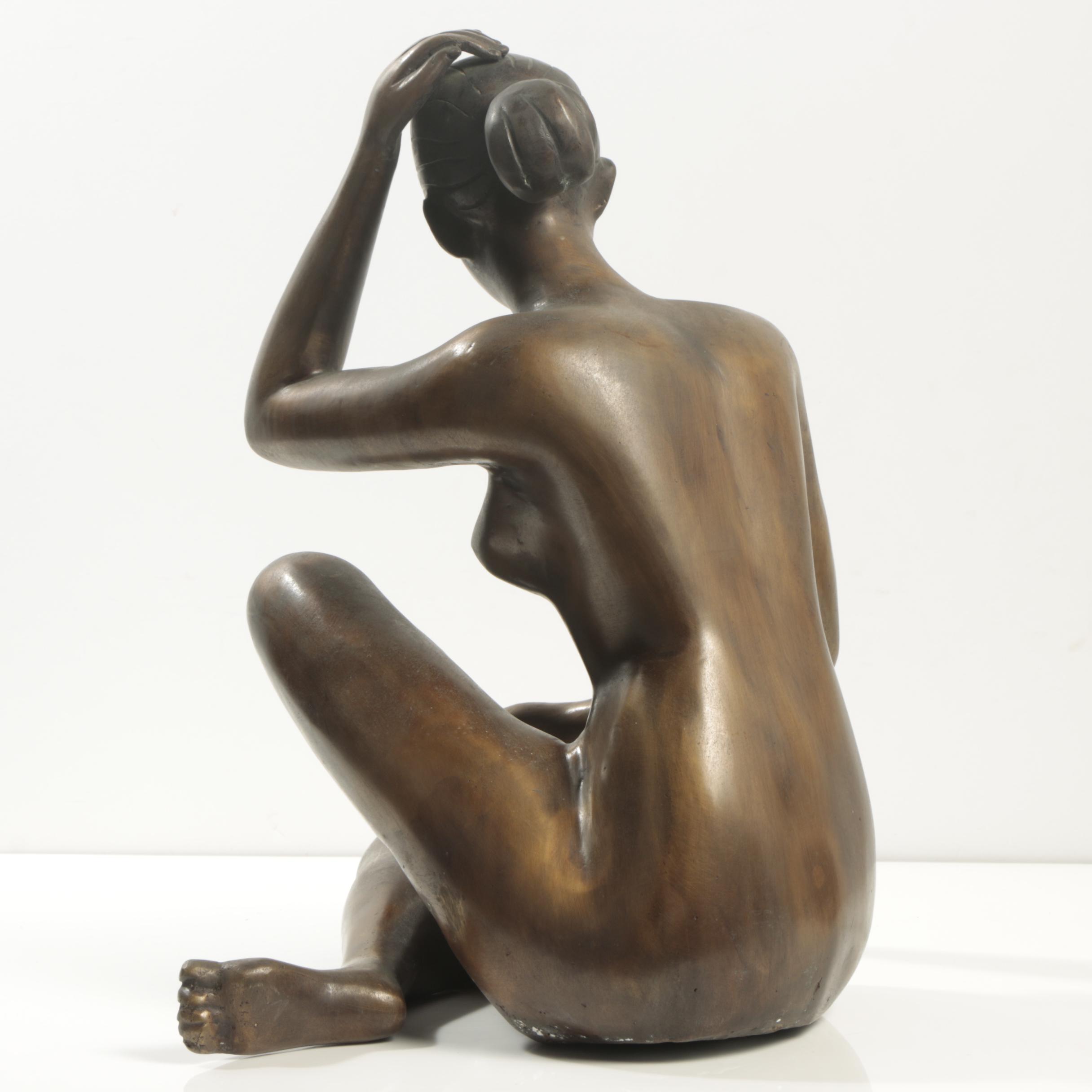 Bronze Tone Sculpture of Female Nude