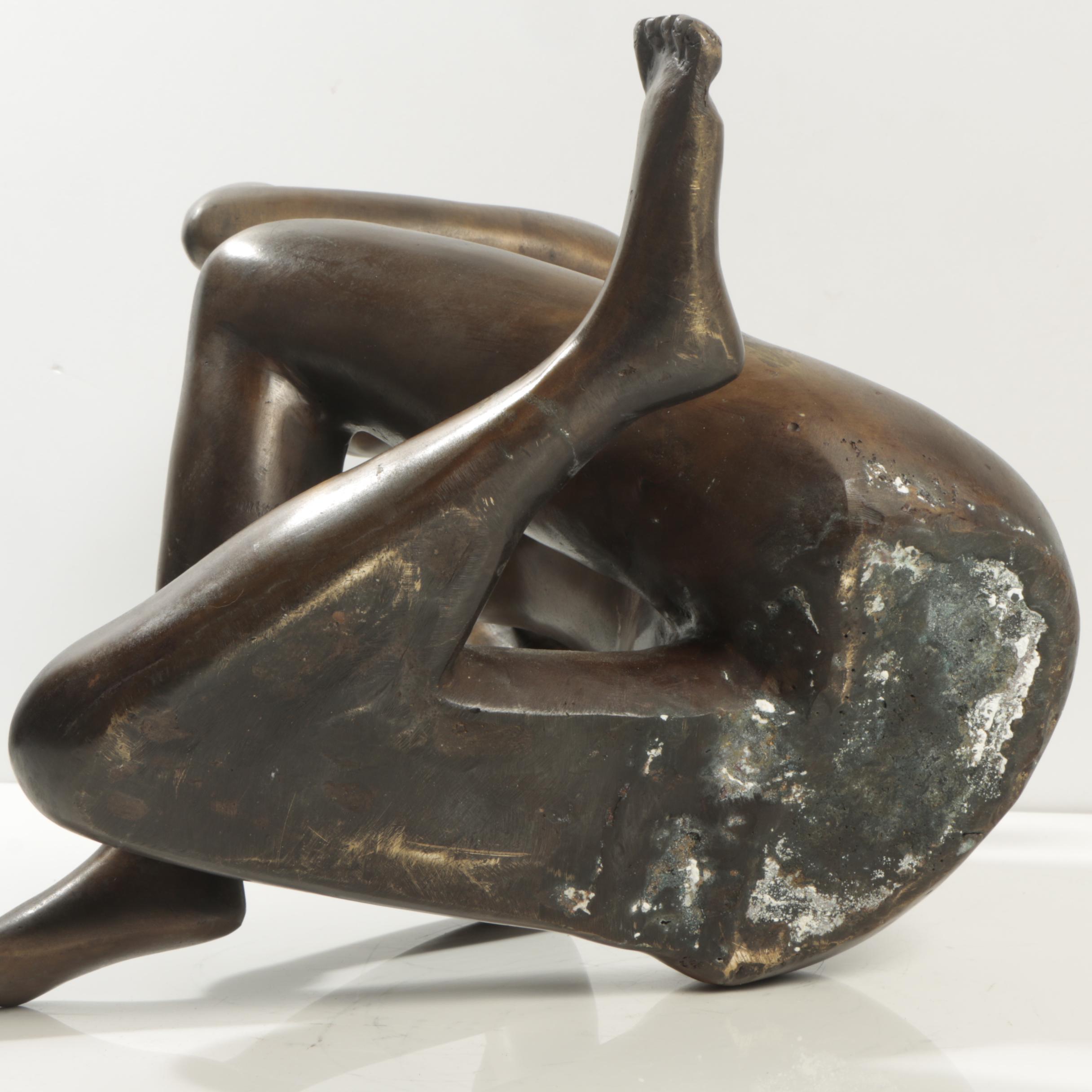 Bronze Tone Sculpture of Female Nude