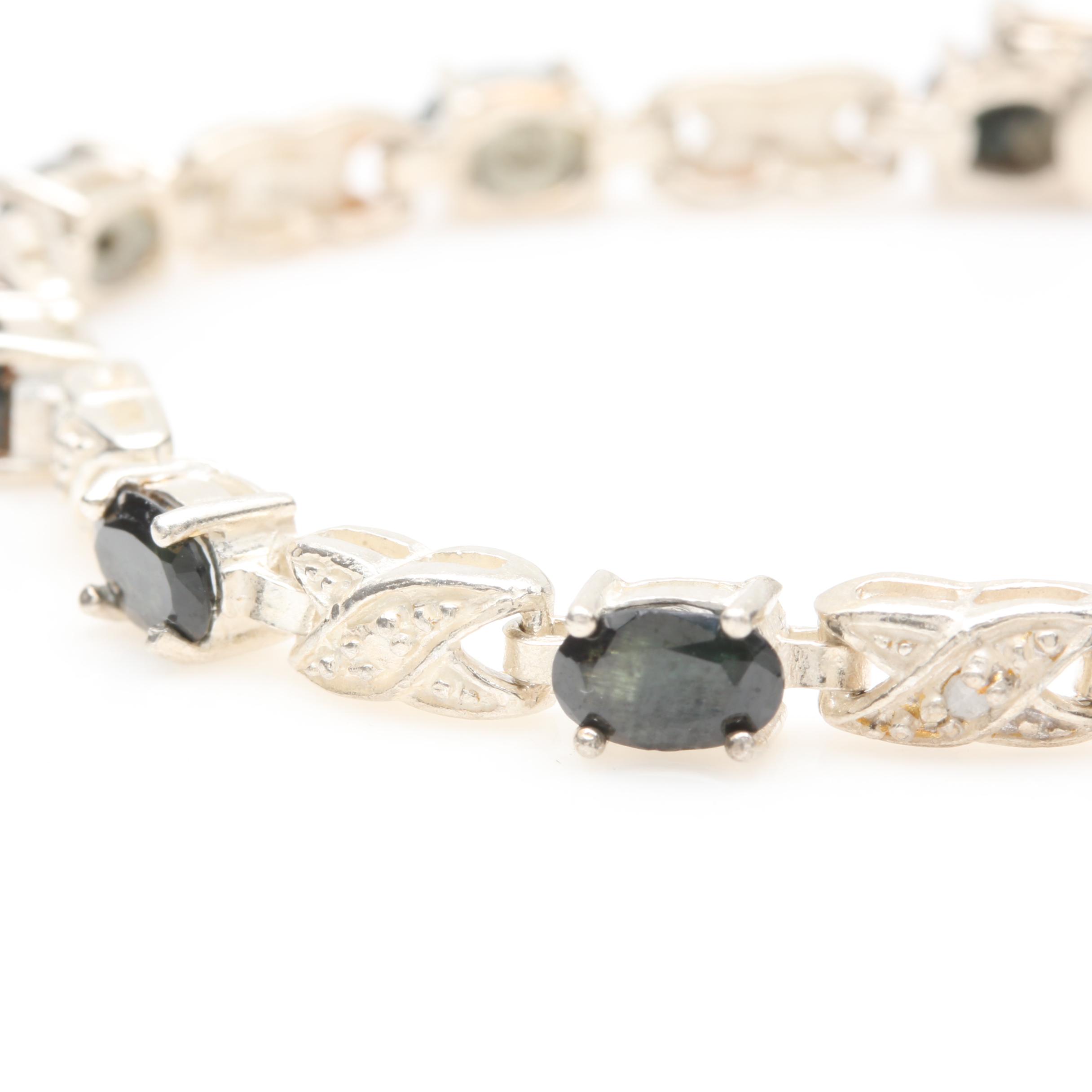 Sterling Silver Garnet, Diamond, Amethyst, and Citrine Link Bracelet Selection