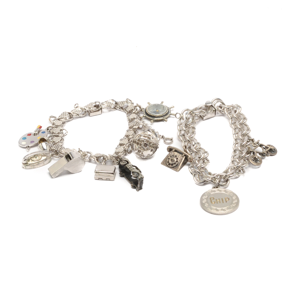 Two Sterling Silver Charm Bracelets