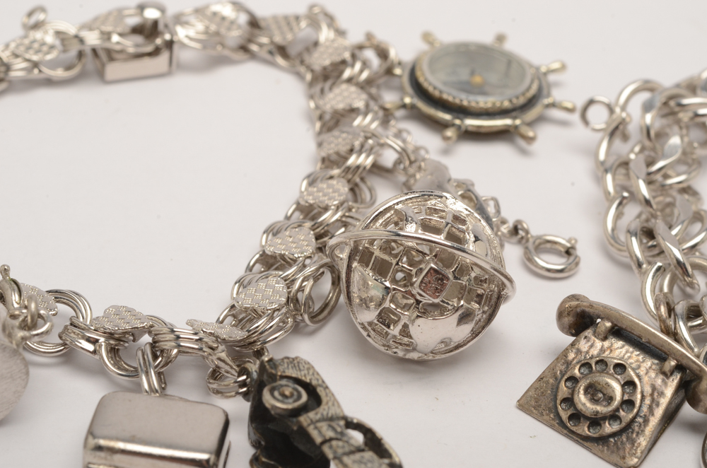 Two Sterling Silver Charm Bracelets
