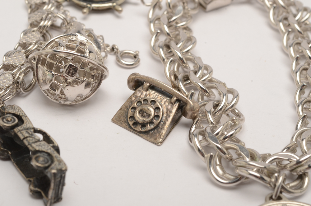 Two Sterling Silver Charm Bracelets