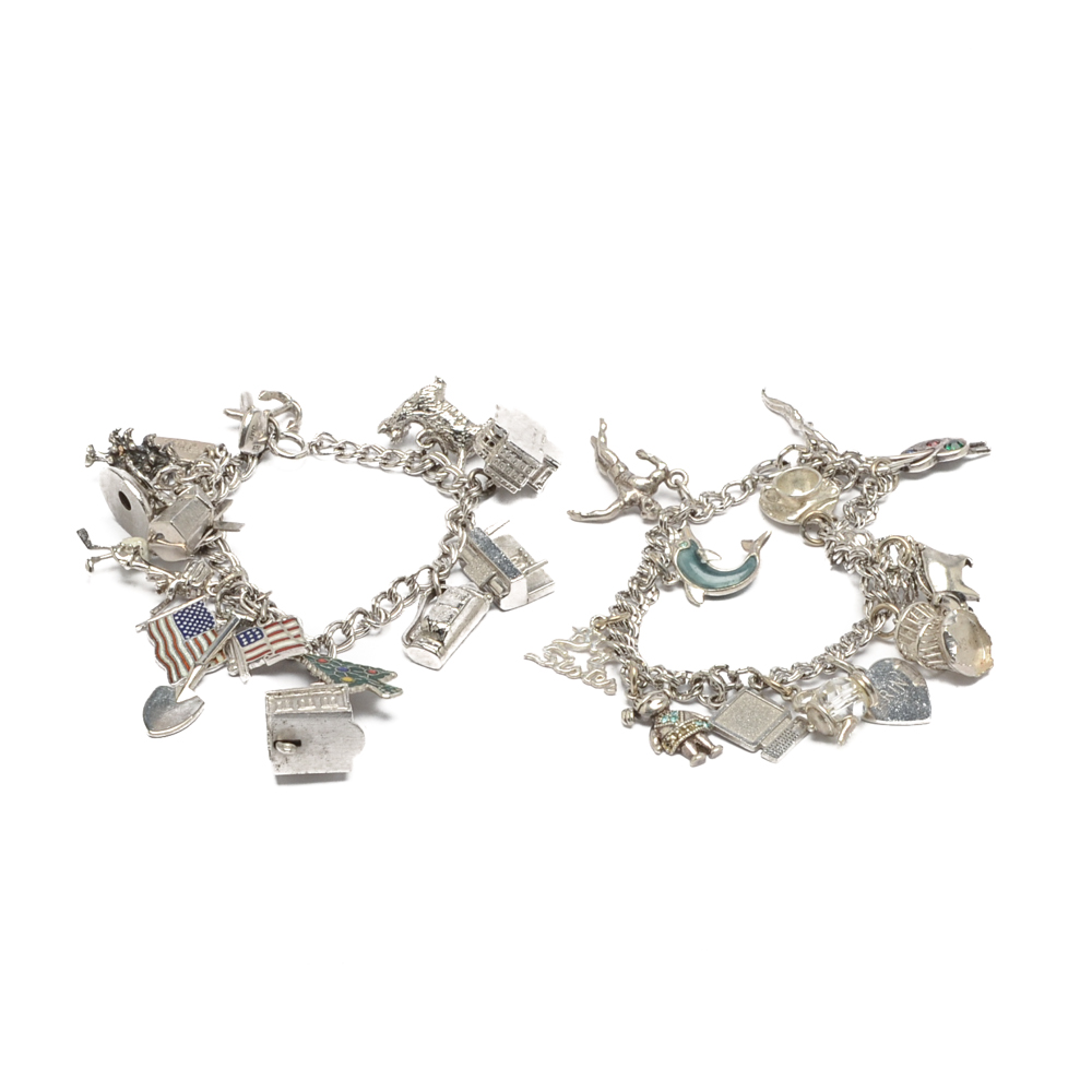 Vintage Sterling Silver Charm Bracelets