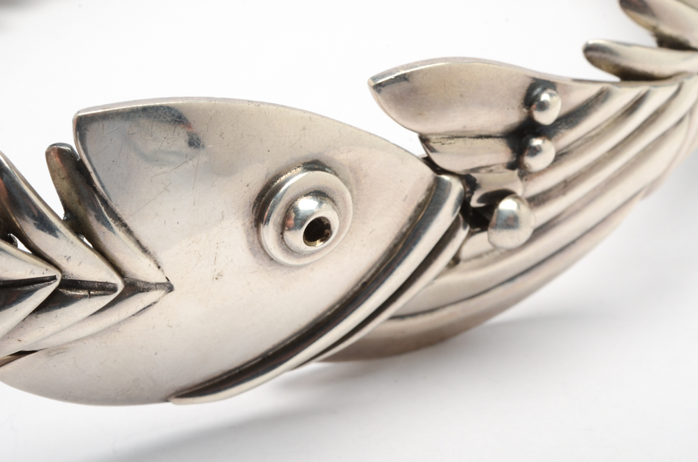 Vintage Mexican Sterling Silver Fish Skeleton Necklace