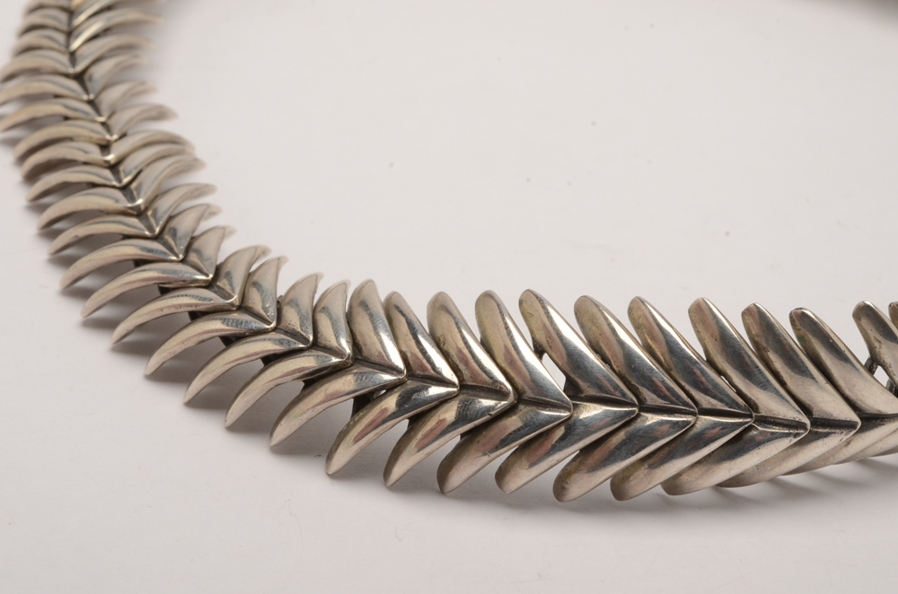 Vintage Mexican Sterling Silver Fish Skeleton Necklace