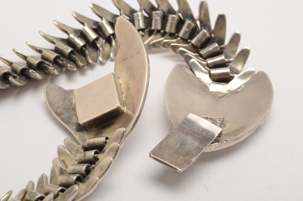 Vintage Mexican Sterling Silver Fish Skeleton Necklace