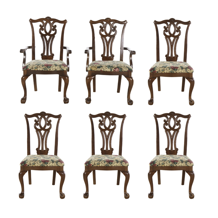 Six Chippendale Style Dining Chairs