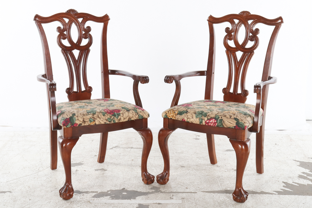 Six Chippendale Style Dining Chairs