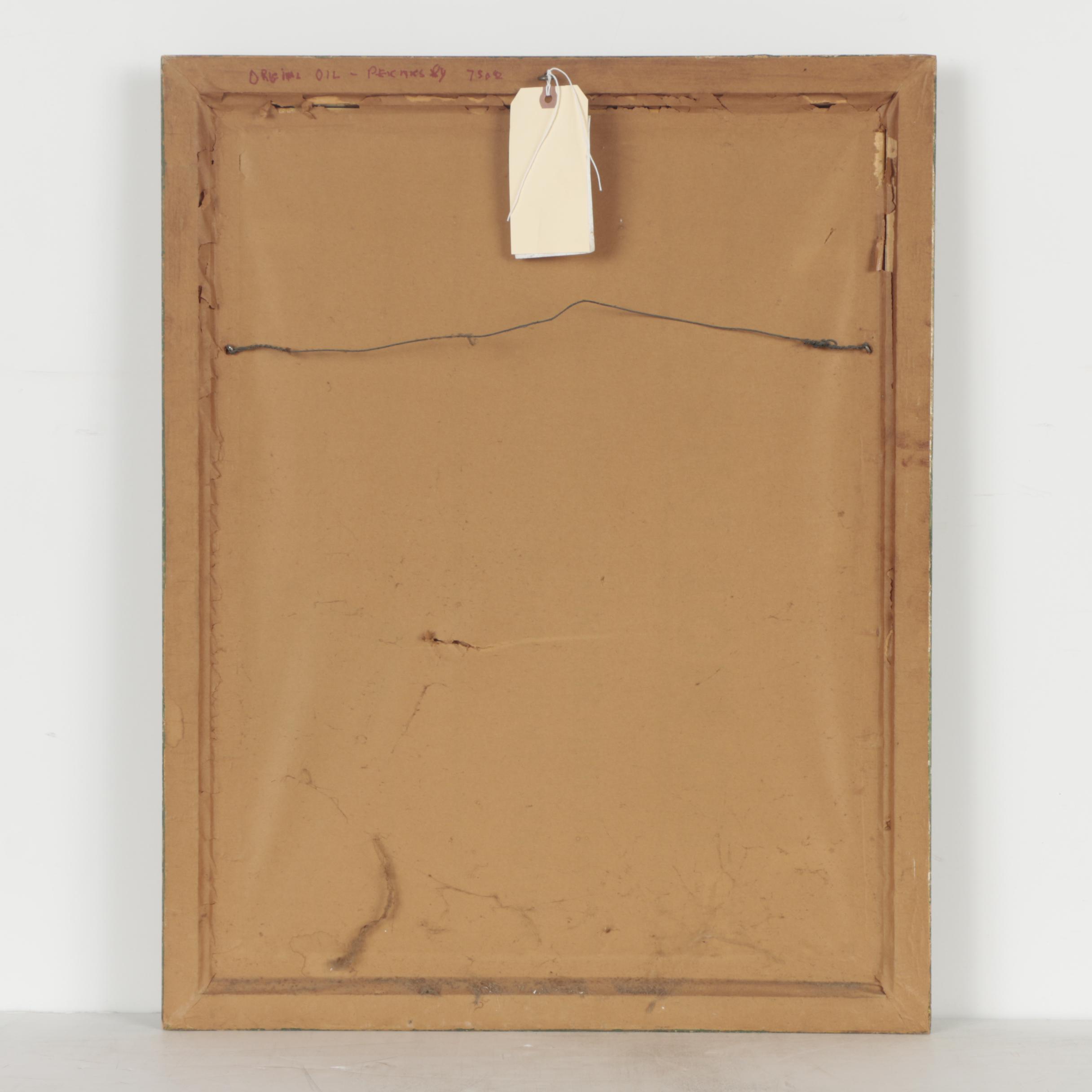 M.P. Late 20th Century Ink and Watercolor Painting of Abstract Portrait