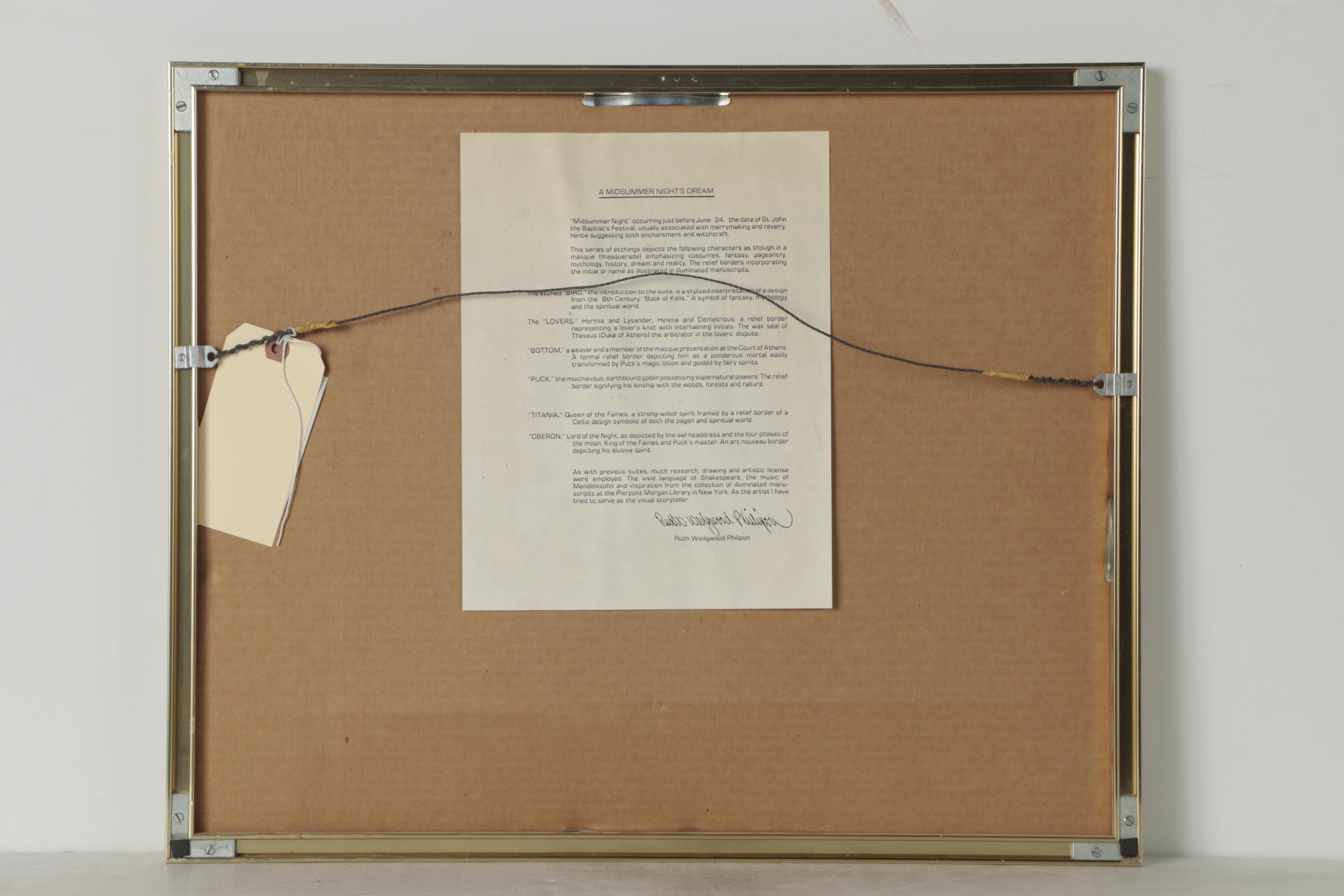 Ruth Wedgwood Philipon Etching "A Midsummer Night's Dream: 'Oberon'"