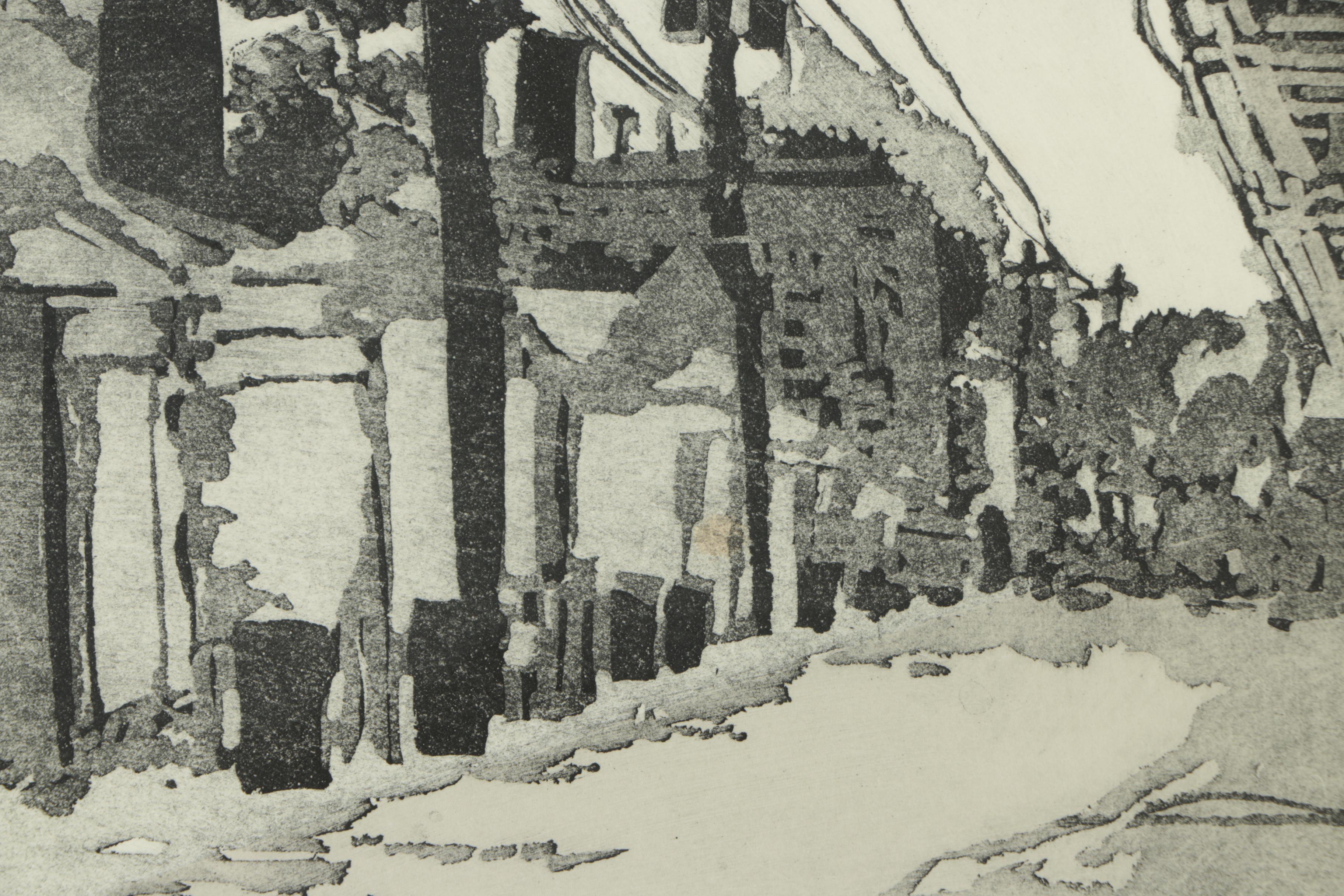 Late 20th Century Artist's Proof Etching "Under Tracks, Sky"