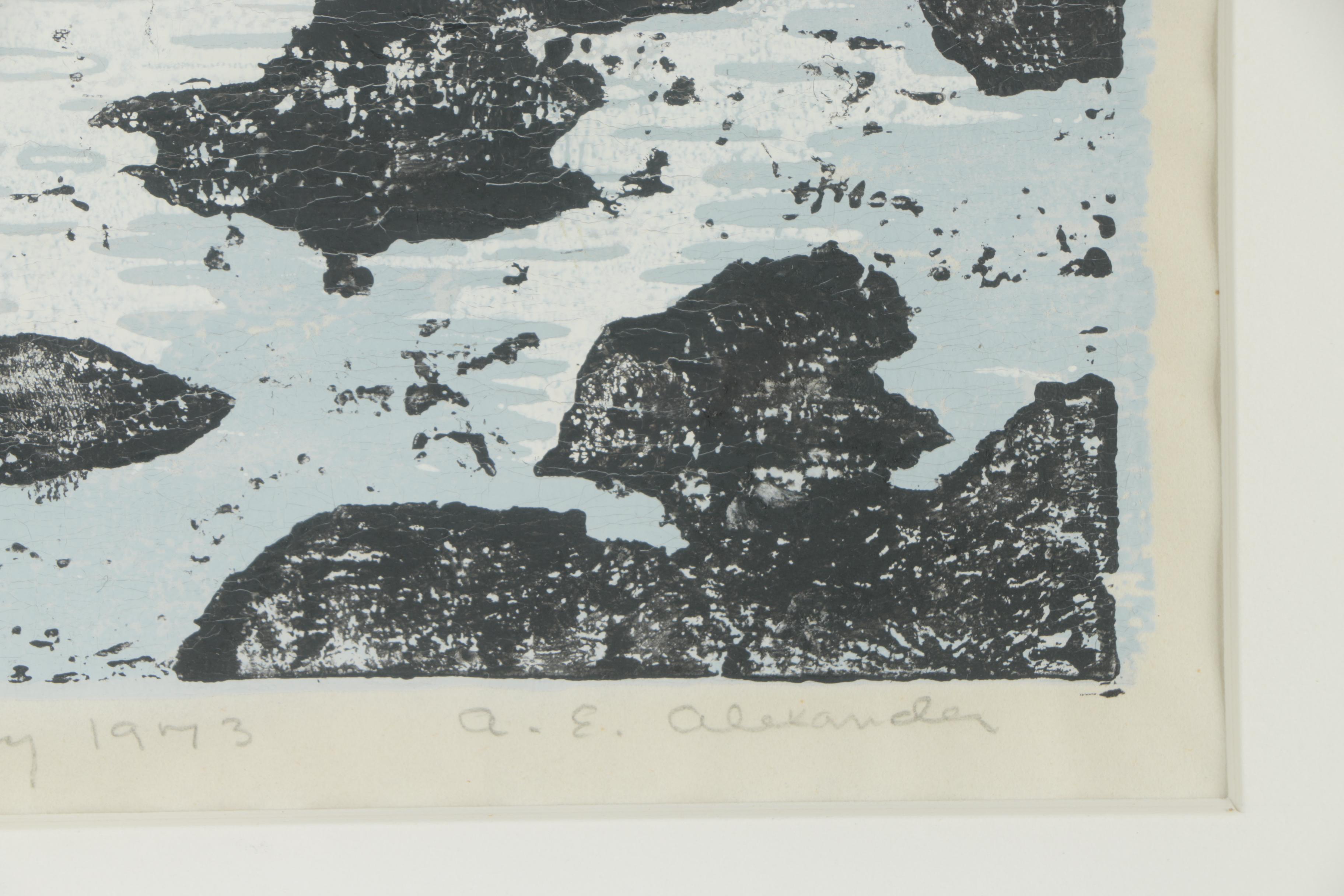 A.E. Alexander 1973 Woodcut Print "Belmont Morning"