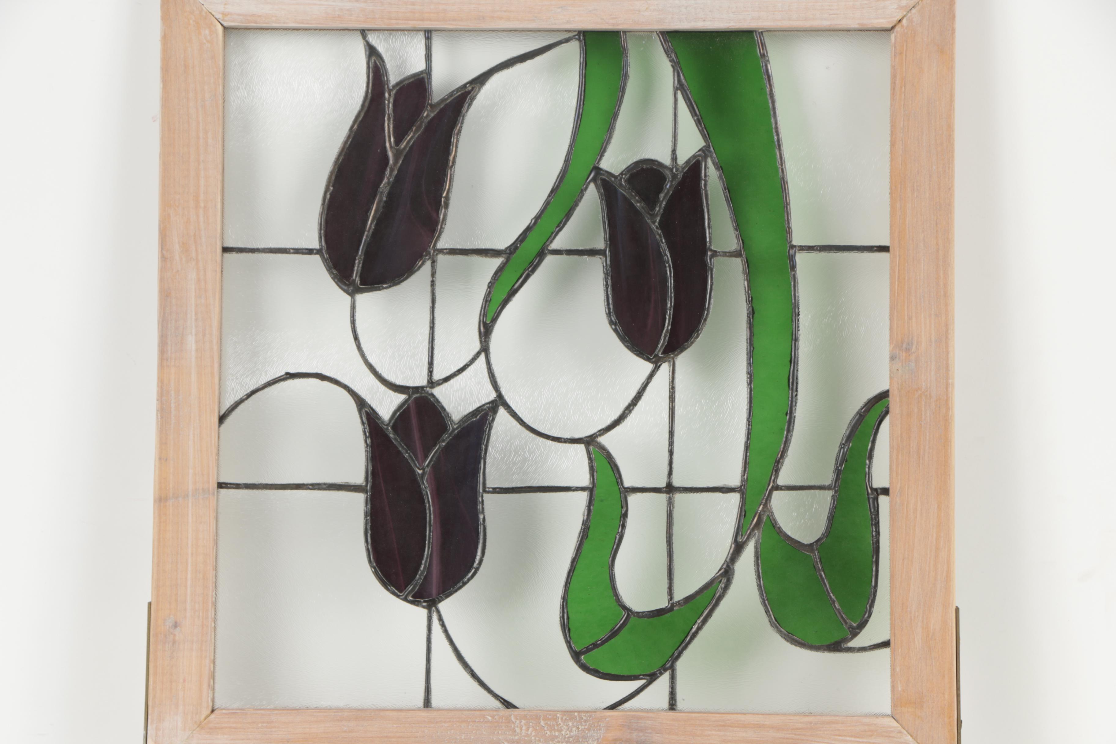 Stained Glass Panel Featuring Tulips