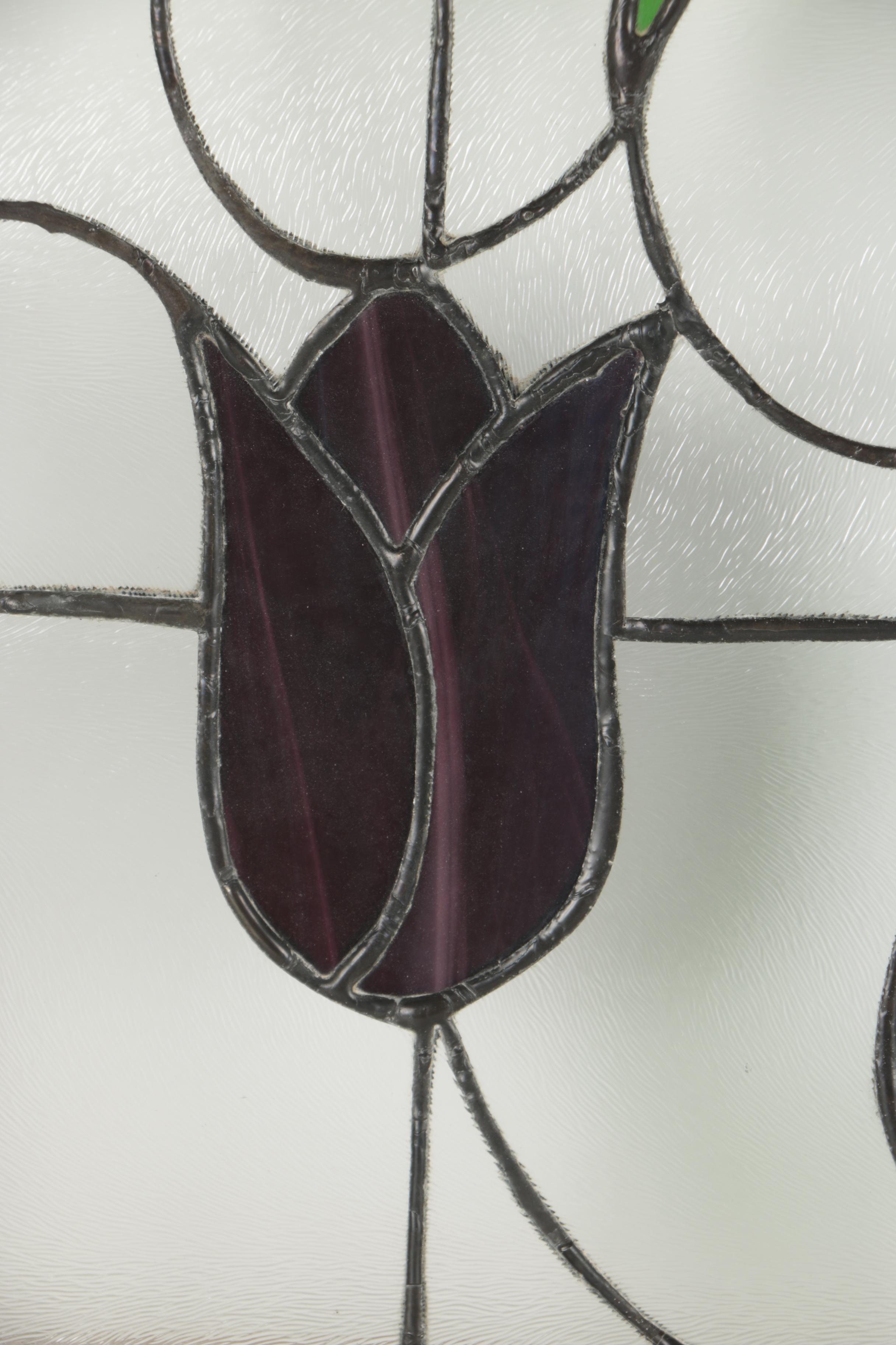 Stained Glass Panel Featuring Tulips
