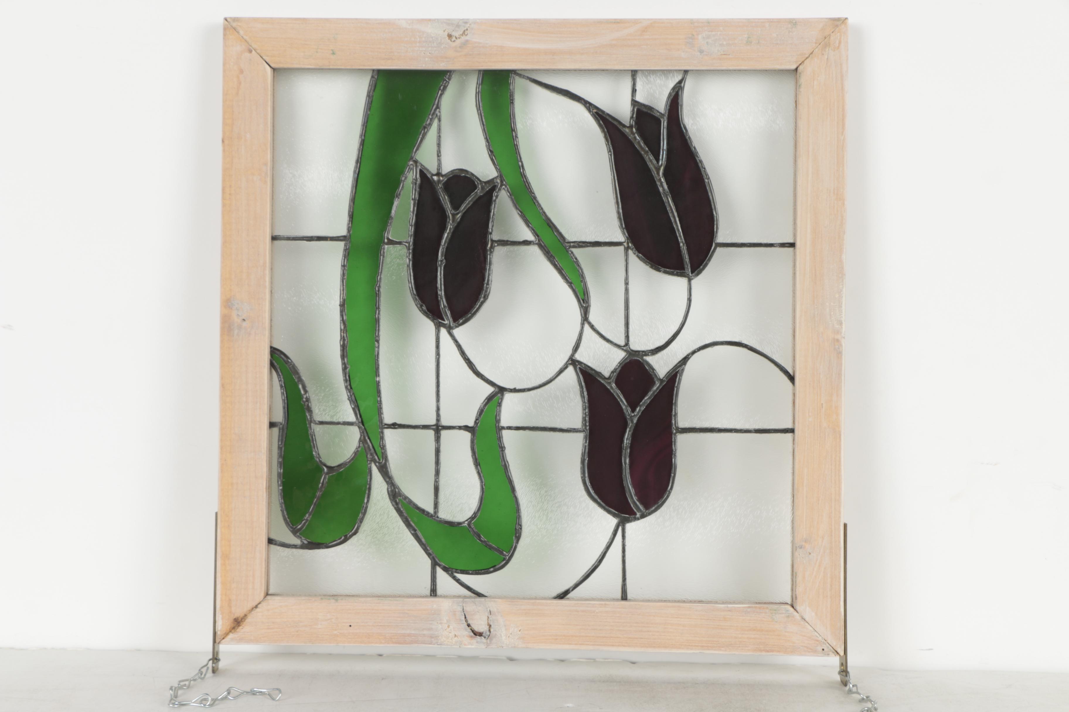 Stained Glass Panel Featuring Tulips