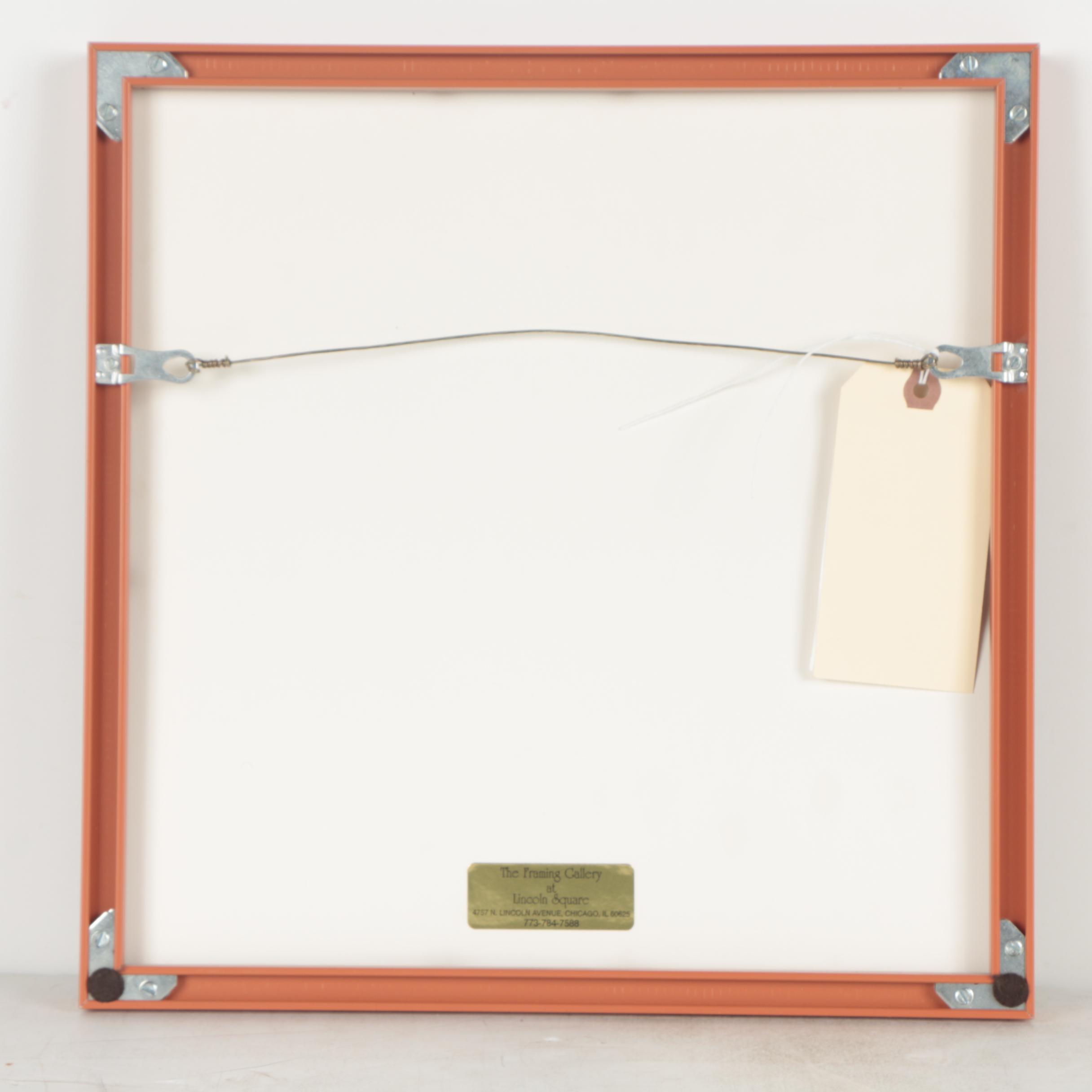 Framed Mola Style Tapestry of Cat