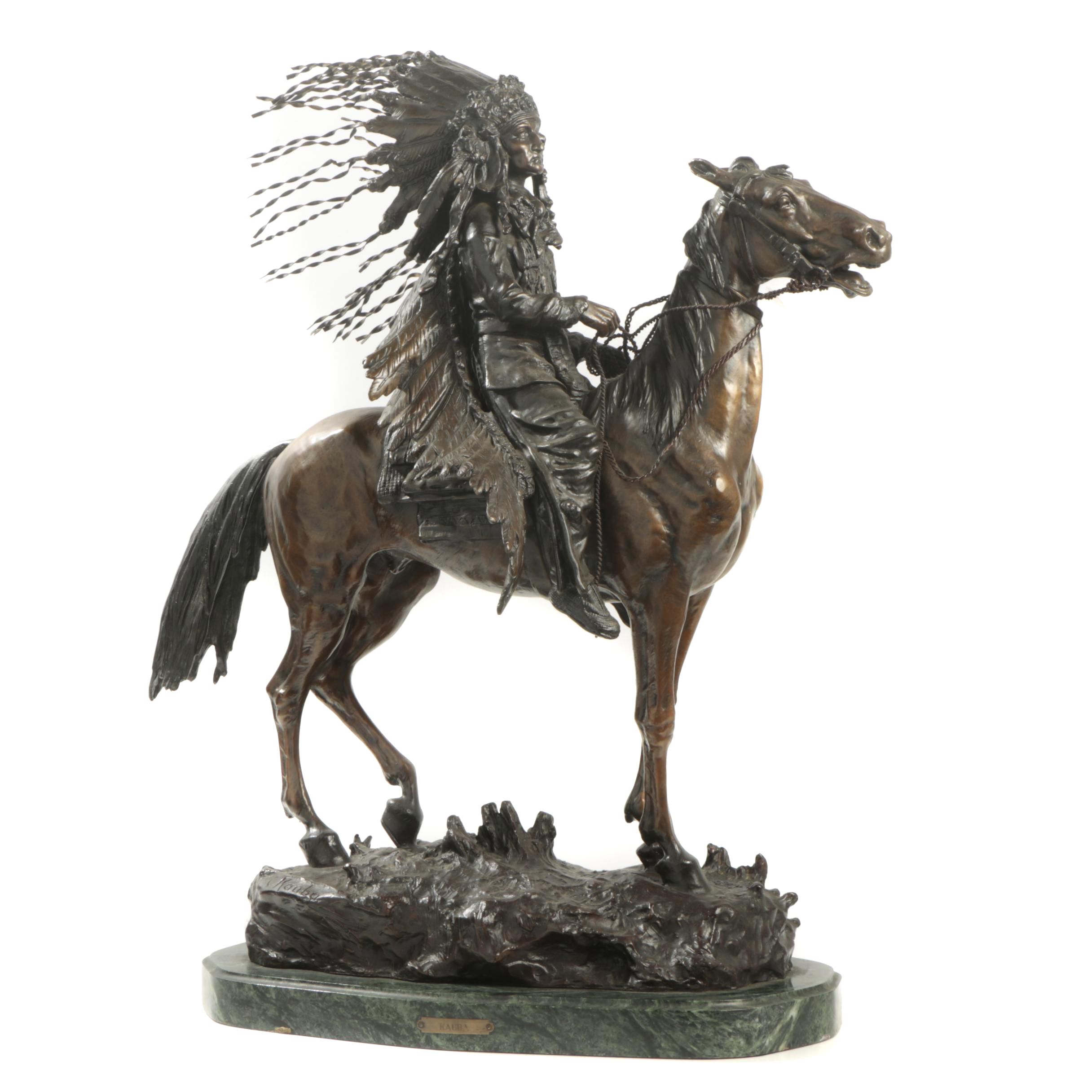 Bronze Sculpture After Carl Kauba "Indian Chief on Horseback"