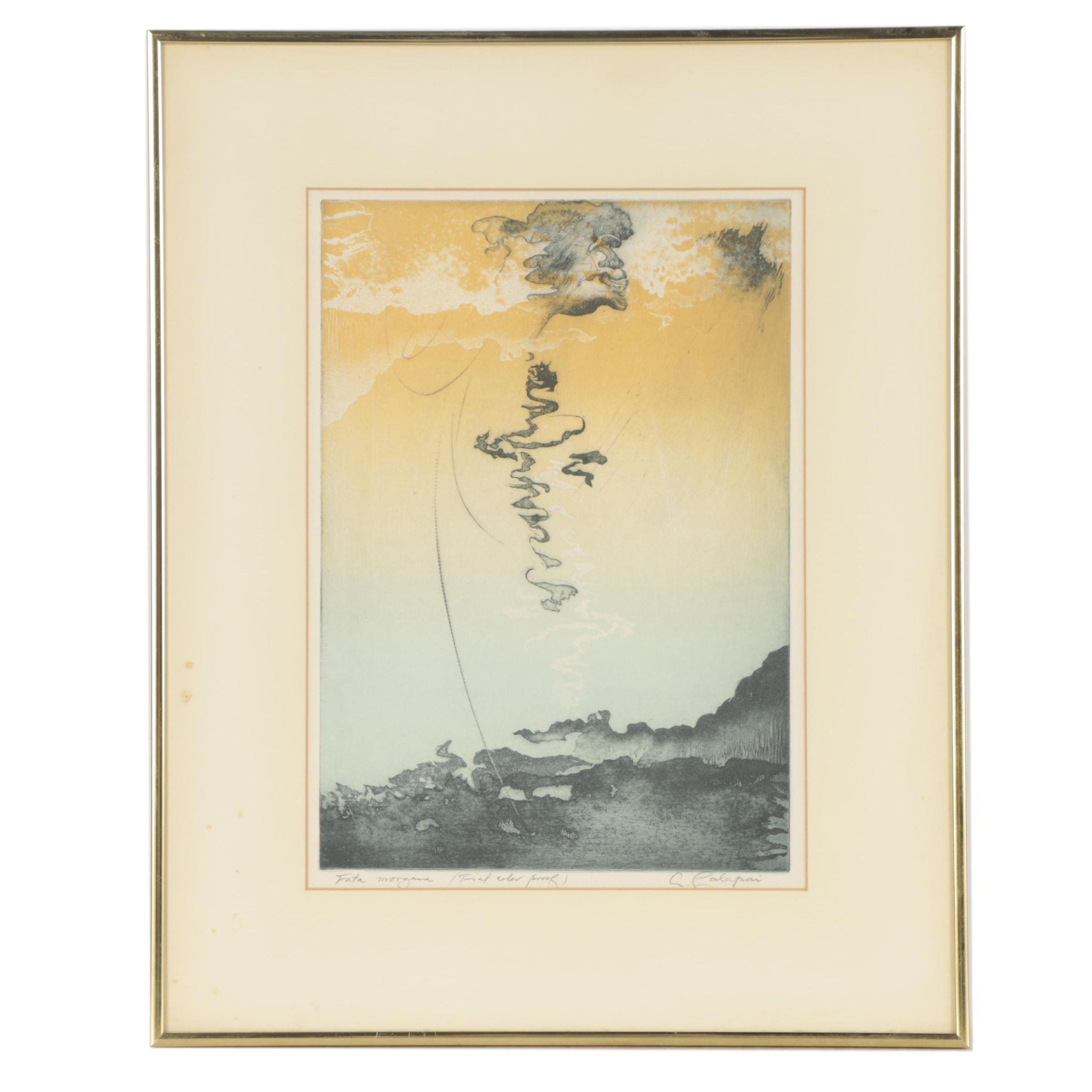 Letterio Calapai Circa 1970s Trial Proof Etching "Fata Morgana"