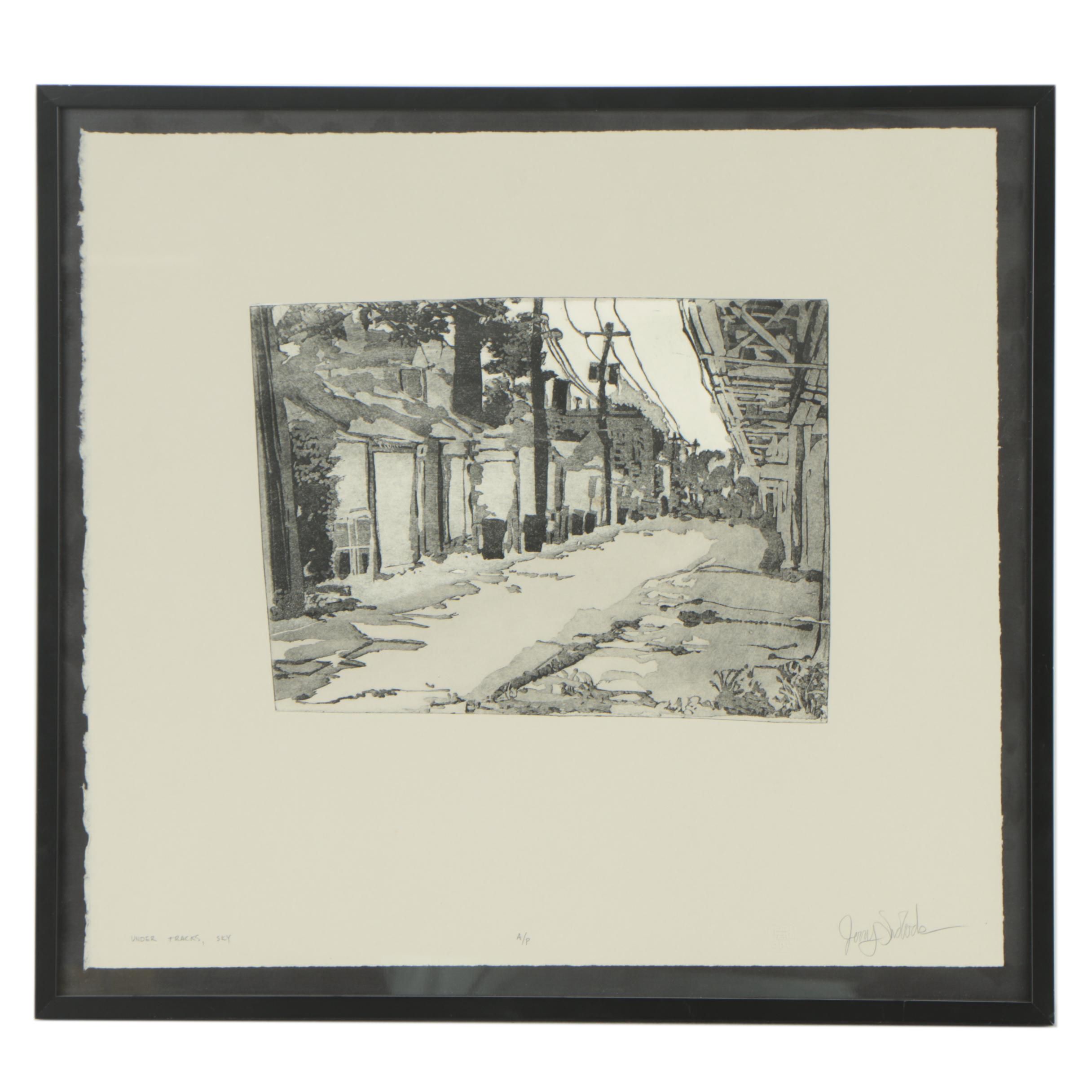 Late 20th Century Artist's Proof Etching "Under Tracks, Sky"