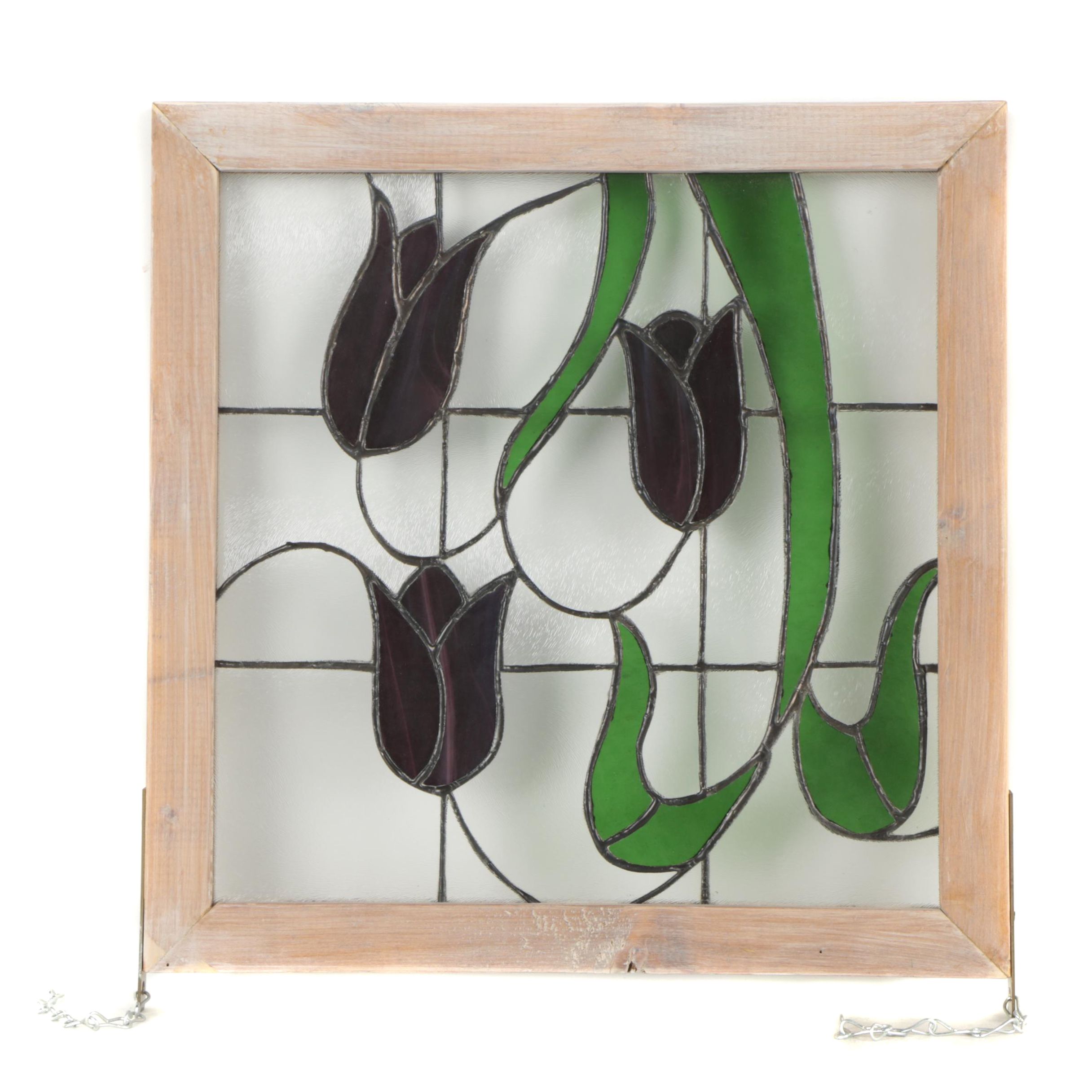 Stained Glass Panel Featuring Tulips