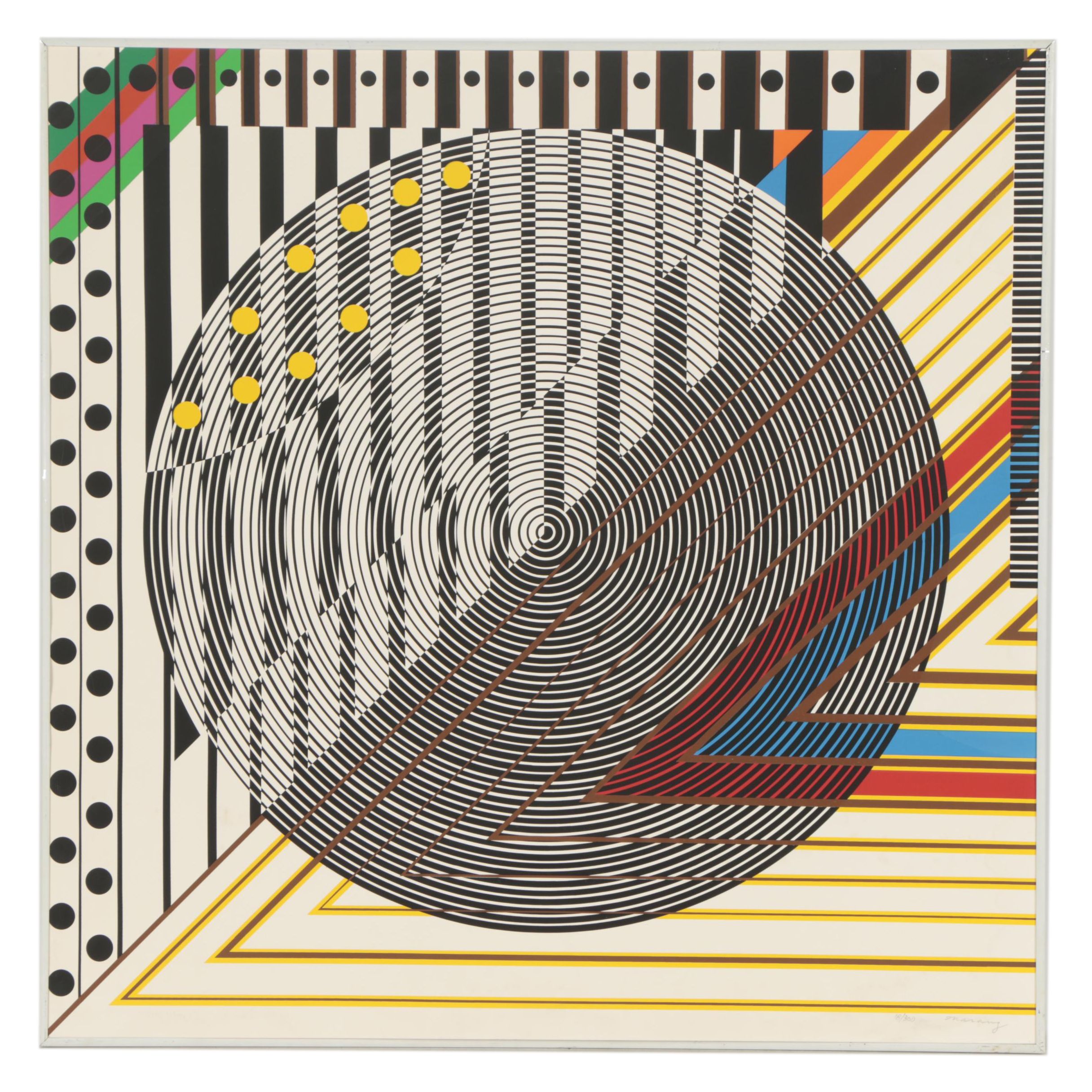 Leo Maranz Circa 1970s Op Art Serigraph "Overture"